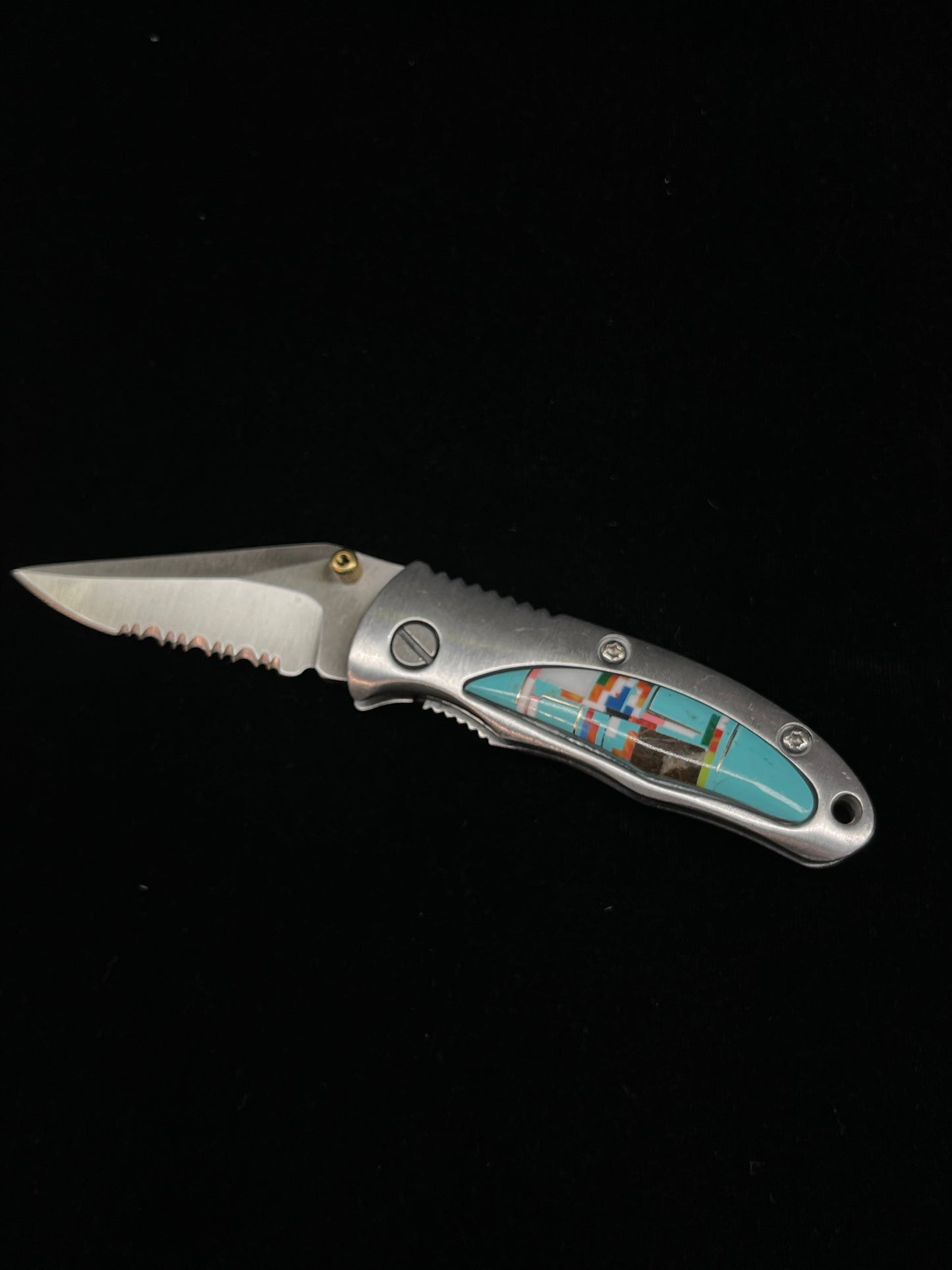 Inlaid Pocket Knife with Belt Clip