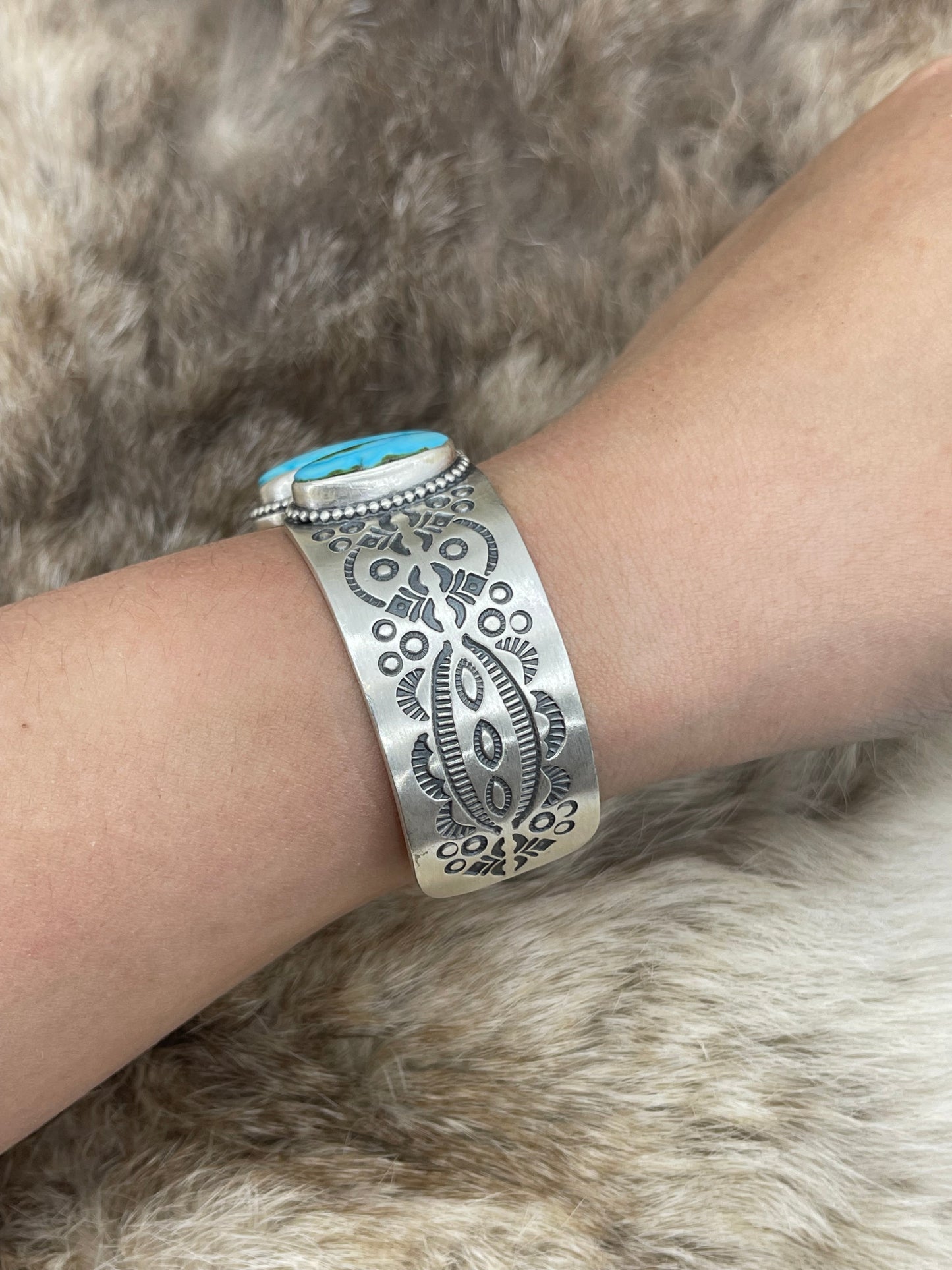 6.75" 3 Stone Sonoran Gold Turquoise Cuff