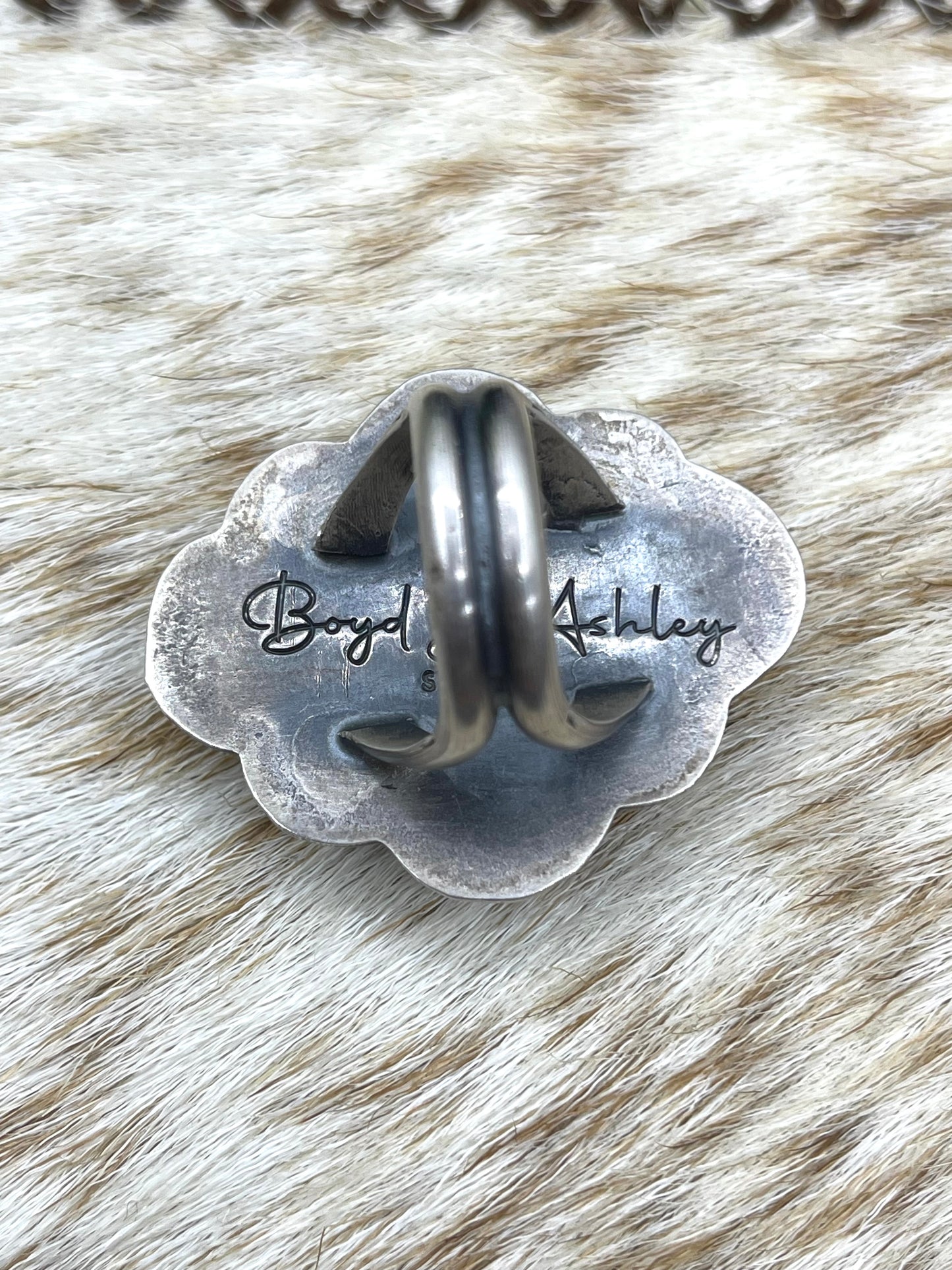 8.0 Oval Golden Hills Ring By Boyd Ashley, Navajo