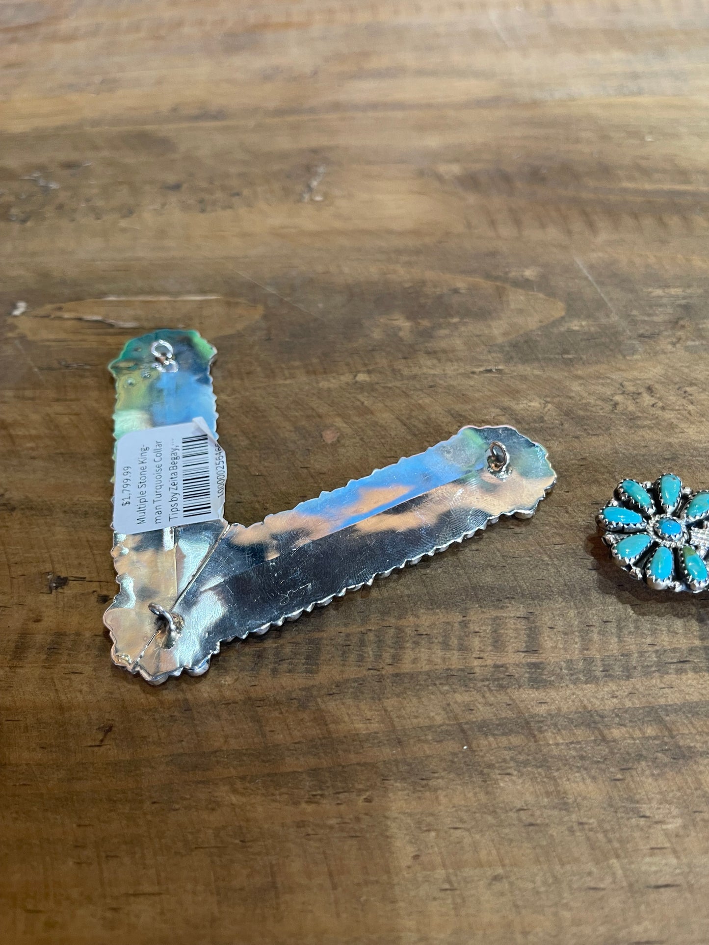 LOT 2 1/4 Multiple Stone Kingman Turquoise Collar Tips by Zeita Begay, Navajo