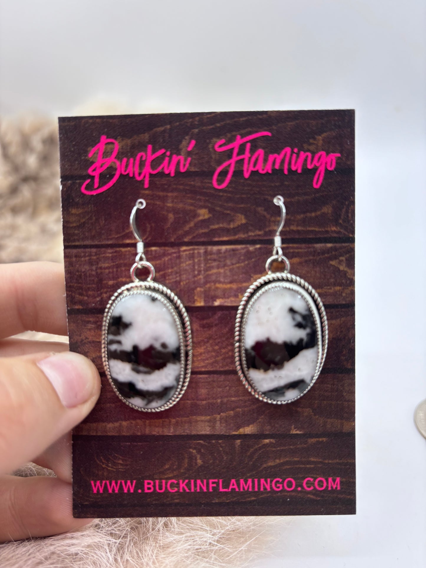 Zebra Jasper Dangle Earrings by Joelias Draper, Navajo