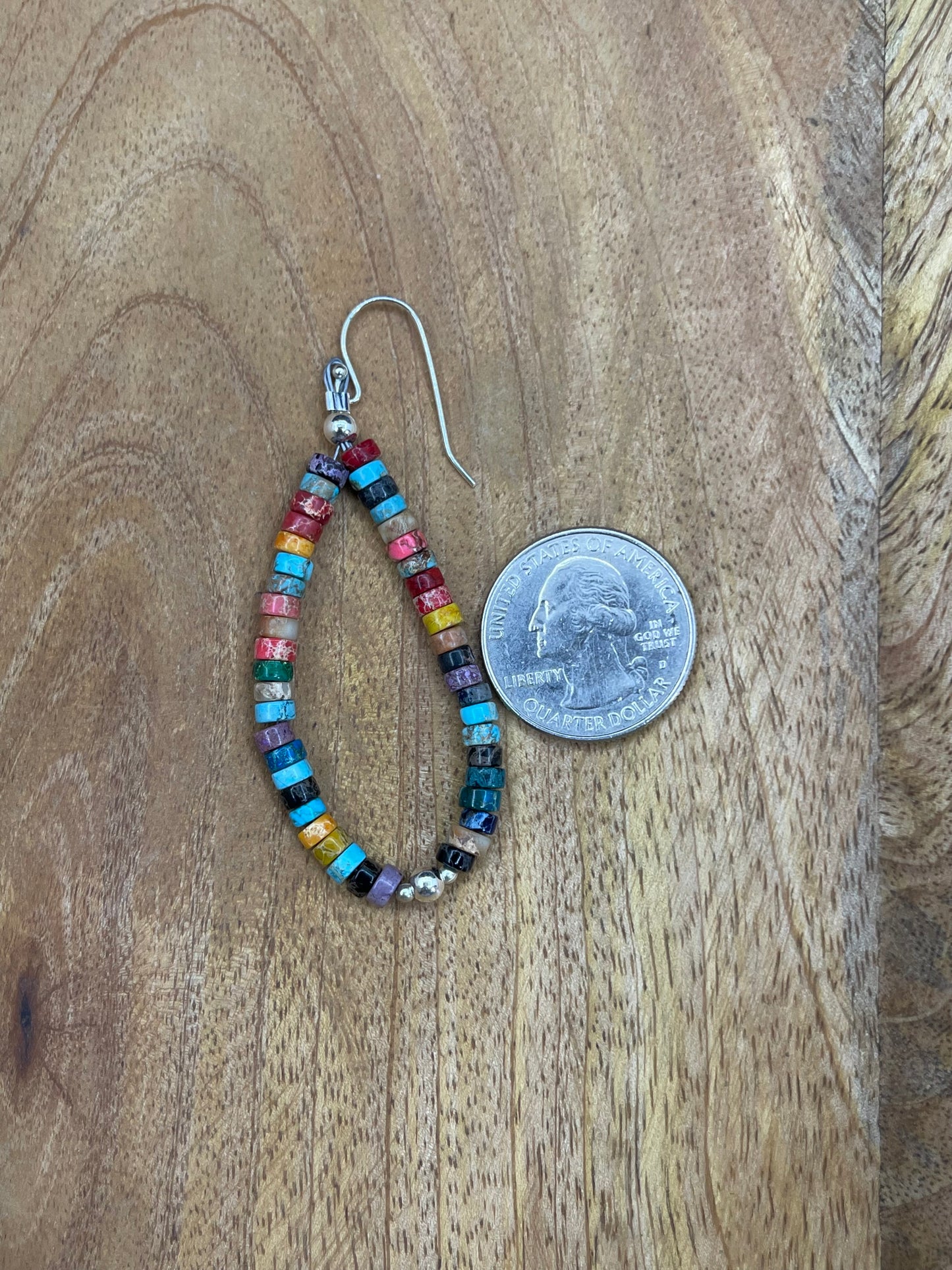 Multi Stone Heishi Bead Teardrop Earrings