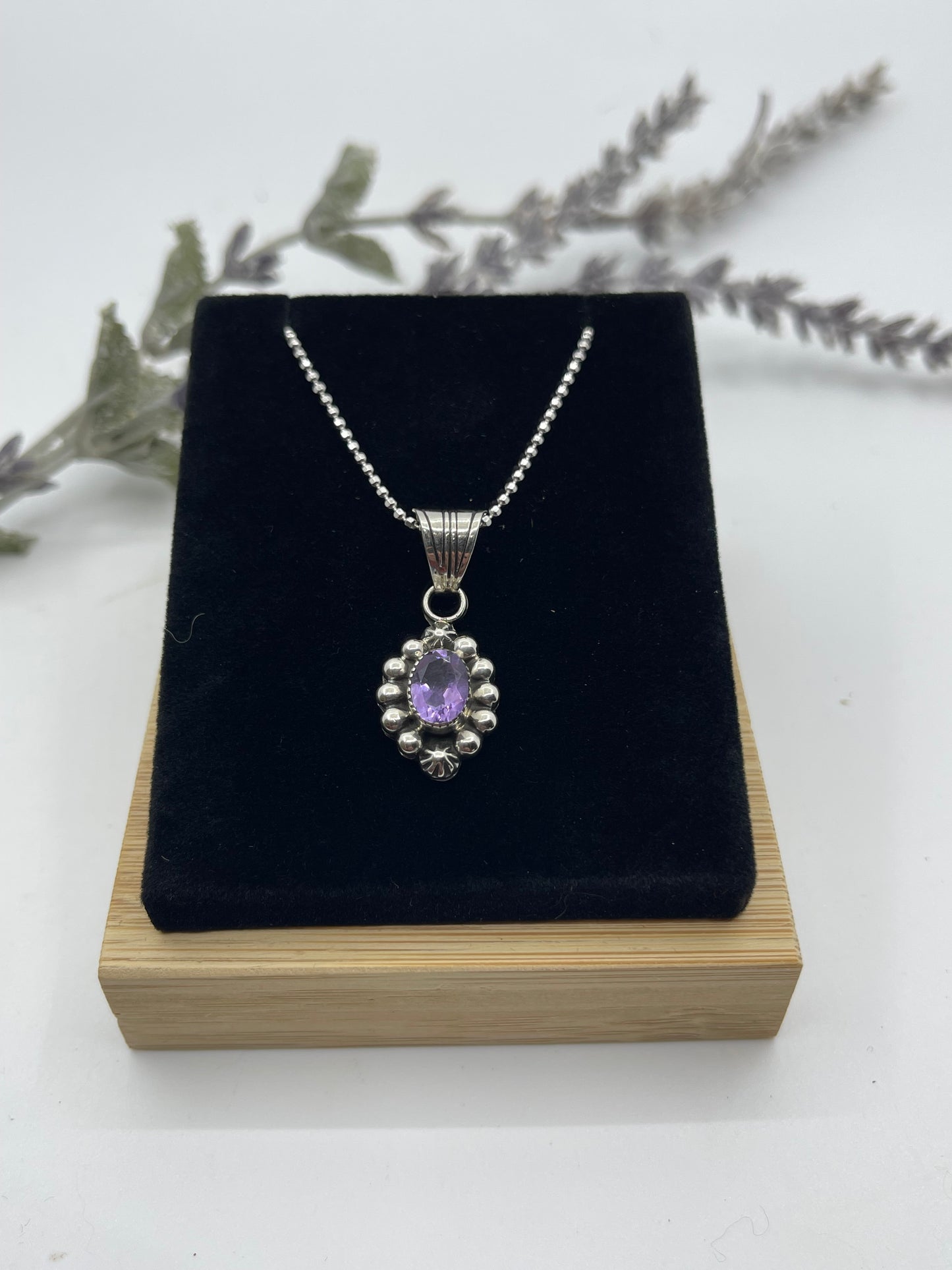 18"+3" Amethyst Necklace by Mike Smith, Navajo