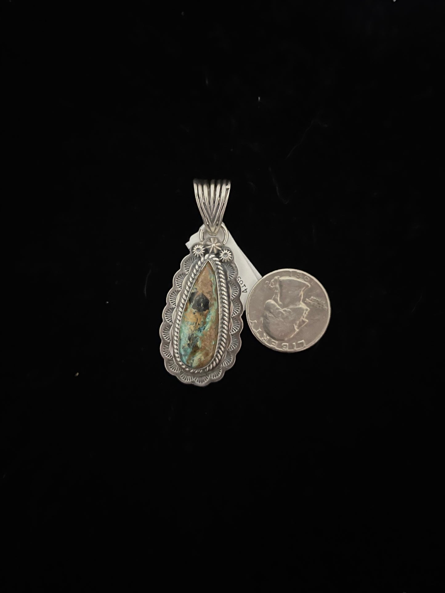 Mantis Variscite Teardrop Pendant with a 9mm Bale