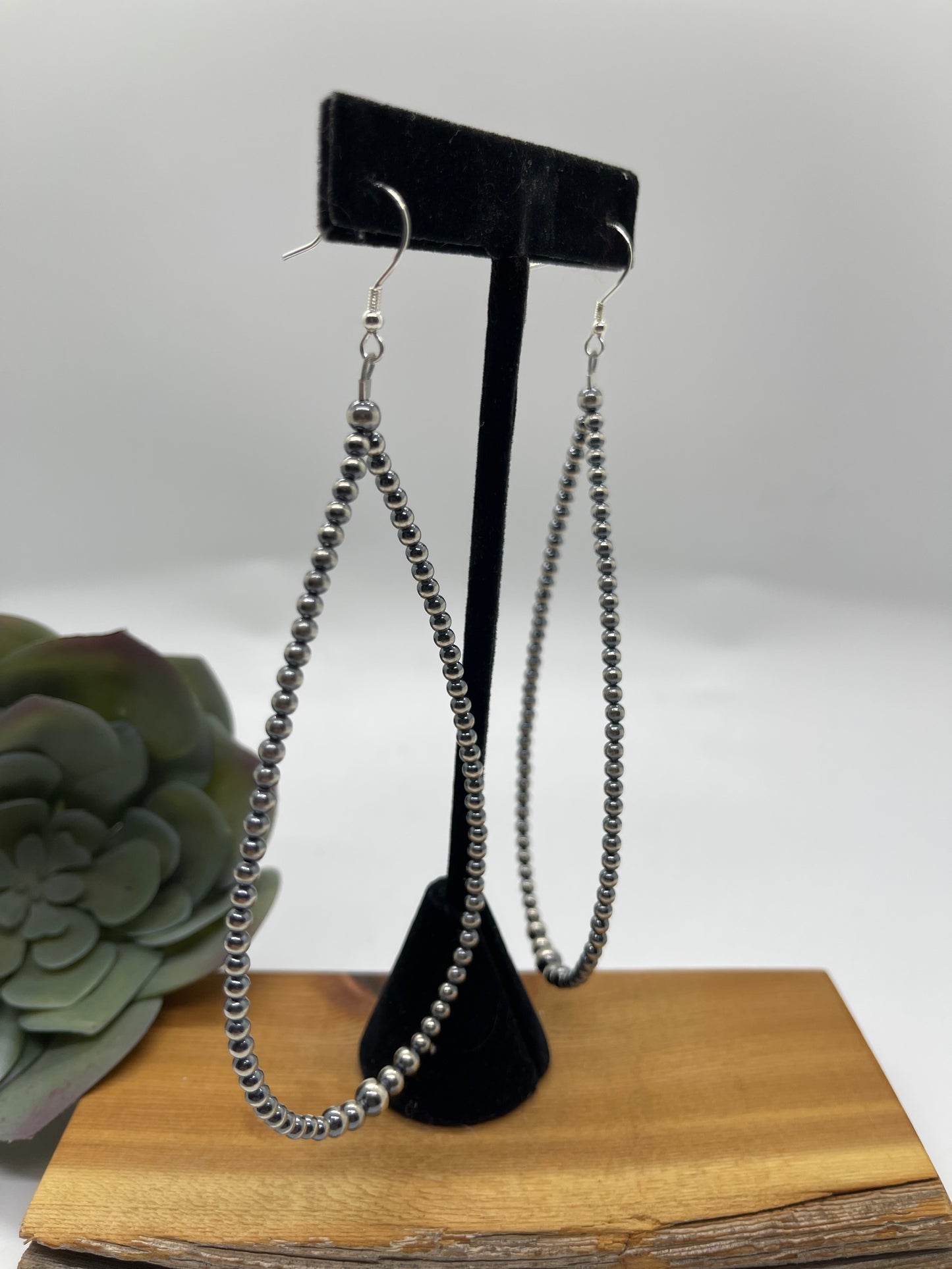 5" 3-5mm Navajo Pearl Teardrop Dangle Earrings