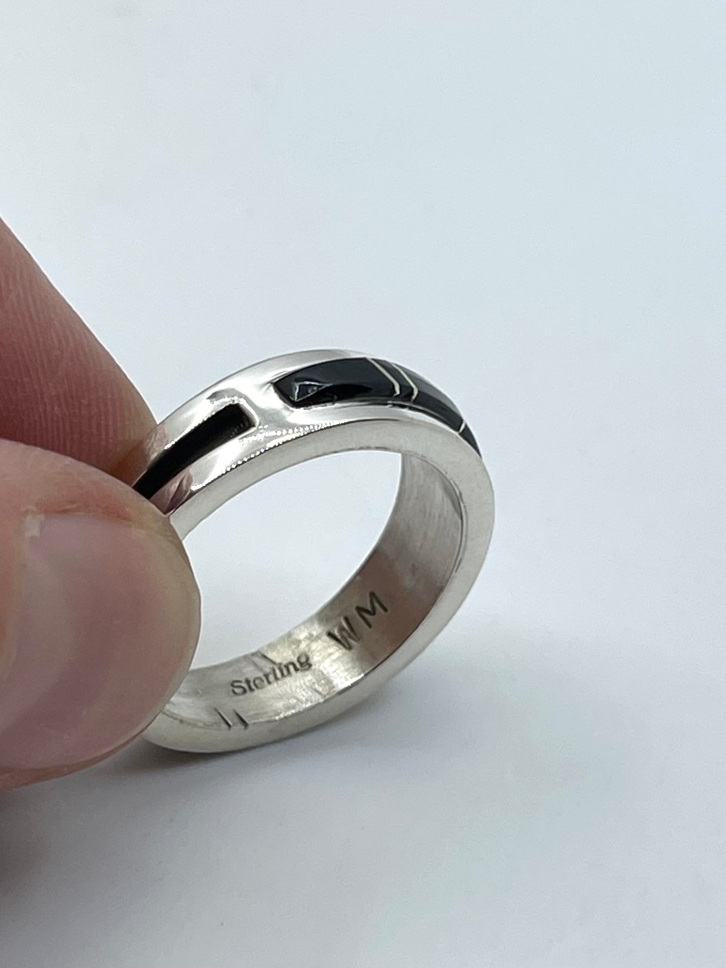 10.0 Black Onyx Inlay Band by Wilbert Muskett Jr., Navajo