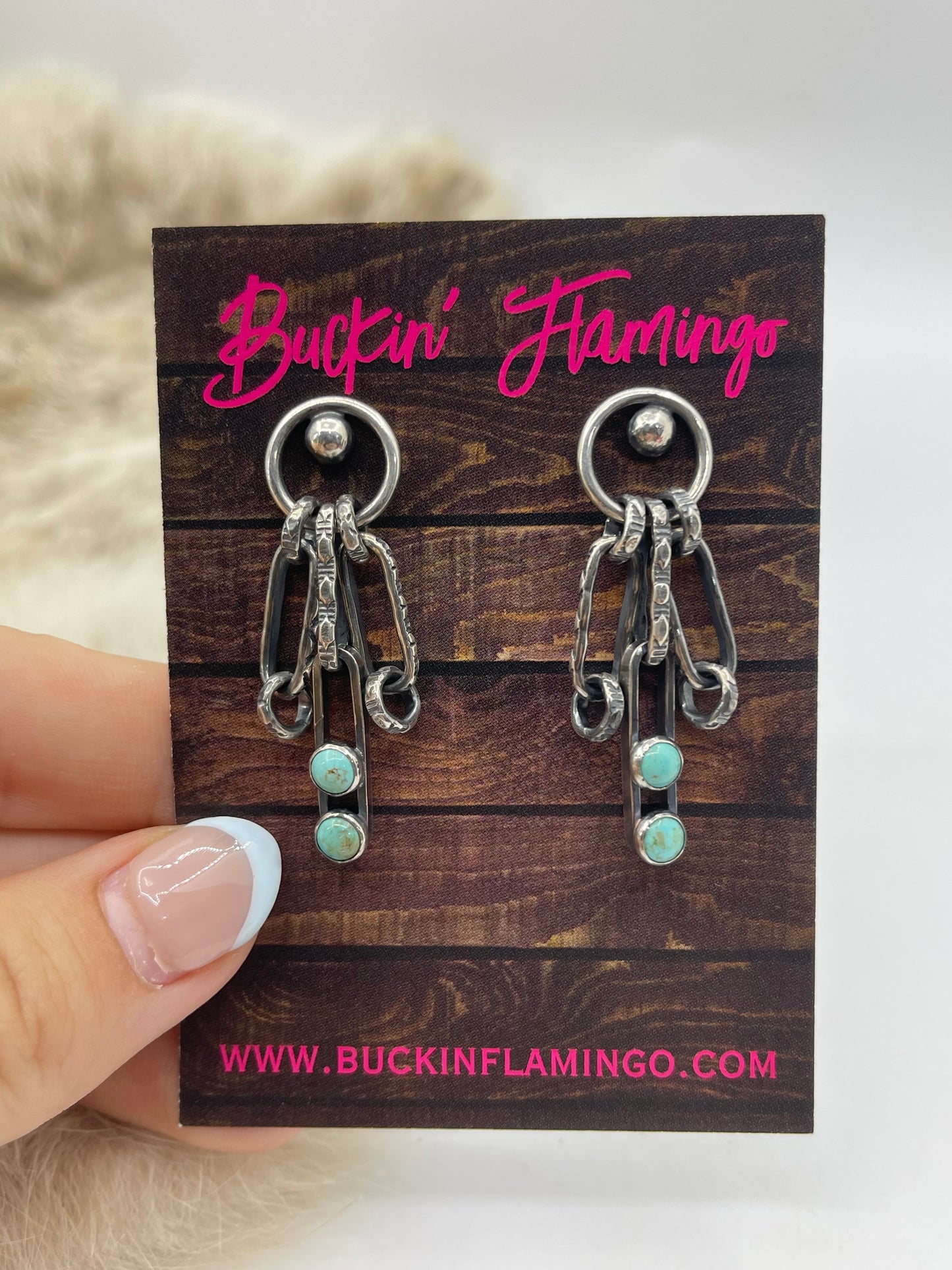 Paperclip Chain Earrings with Turquoise by Bad Bronc