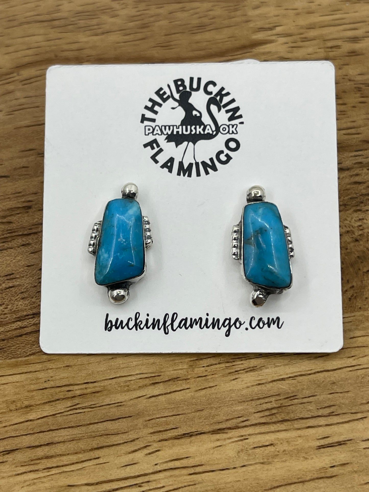 Turquoise Post Earrings by Myra Benally, Navajo