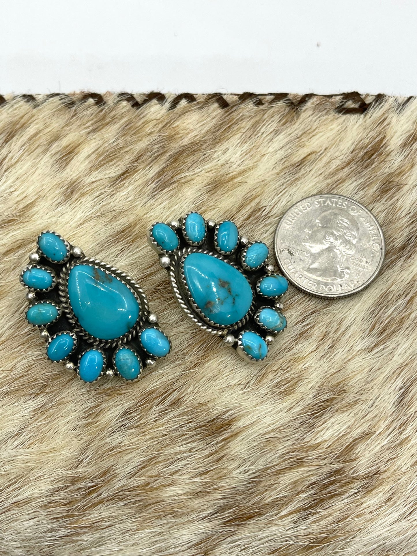 Half Cluster Kingman Turquoise Earrings