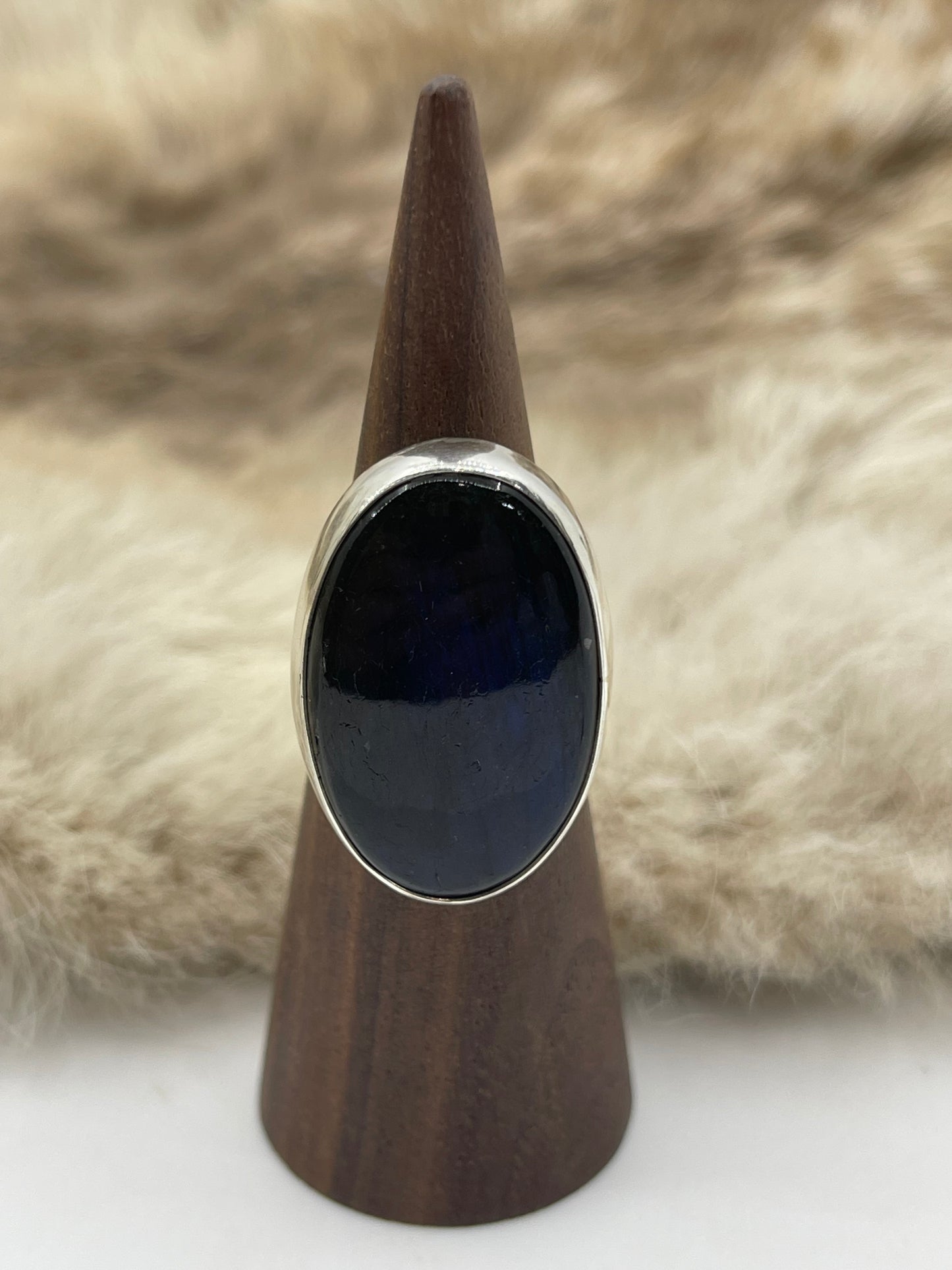 6.5 Labradorite Ring by Lawrence Willie, Navajo