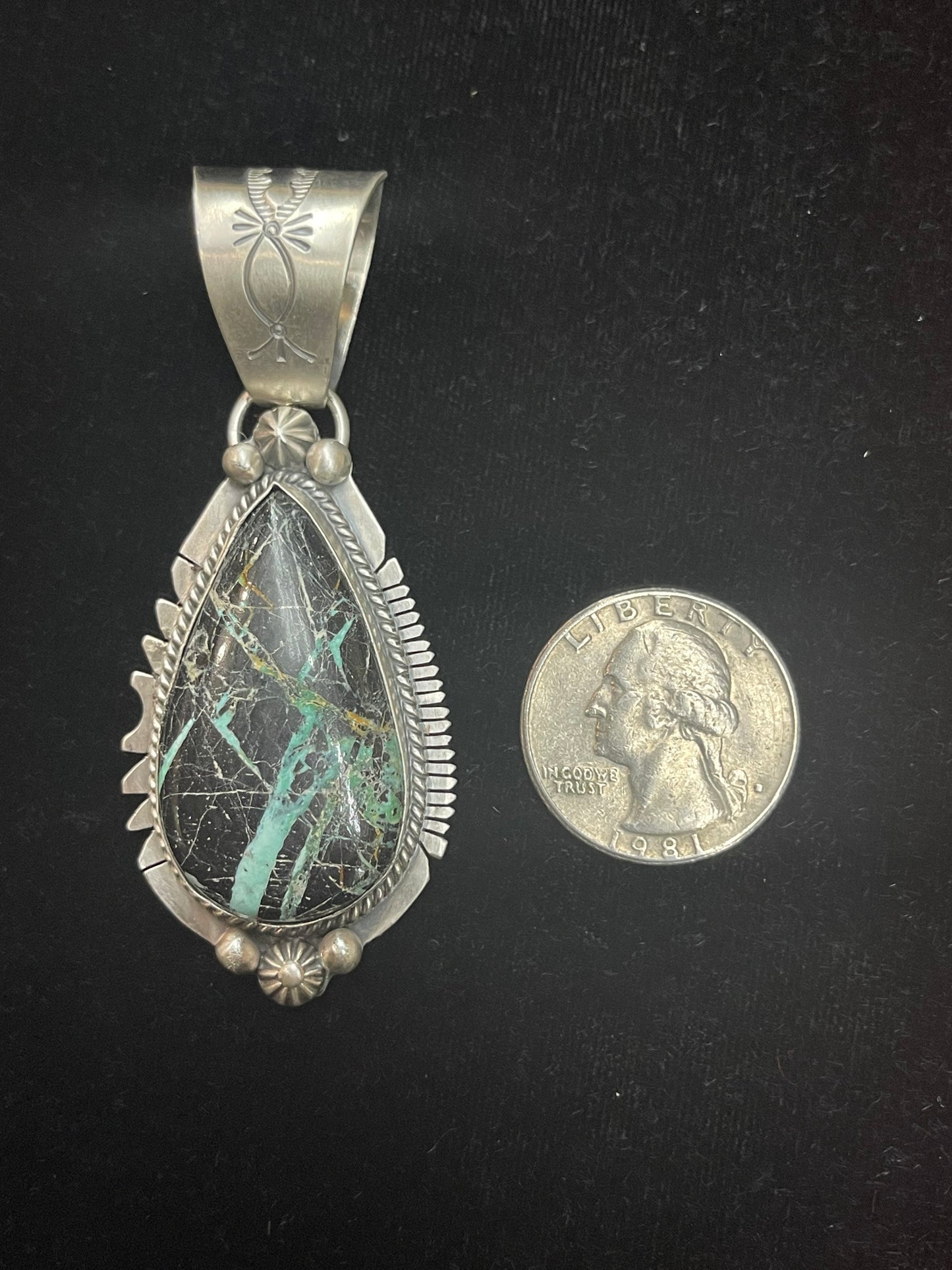 13mm Bale Mantis Turquoise Pendant by J. Piaso, Jr. Navajo