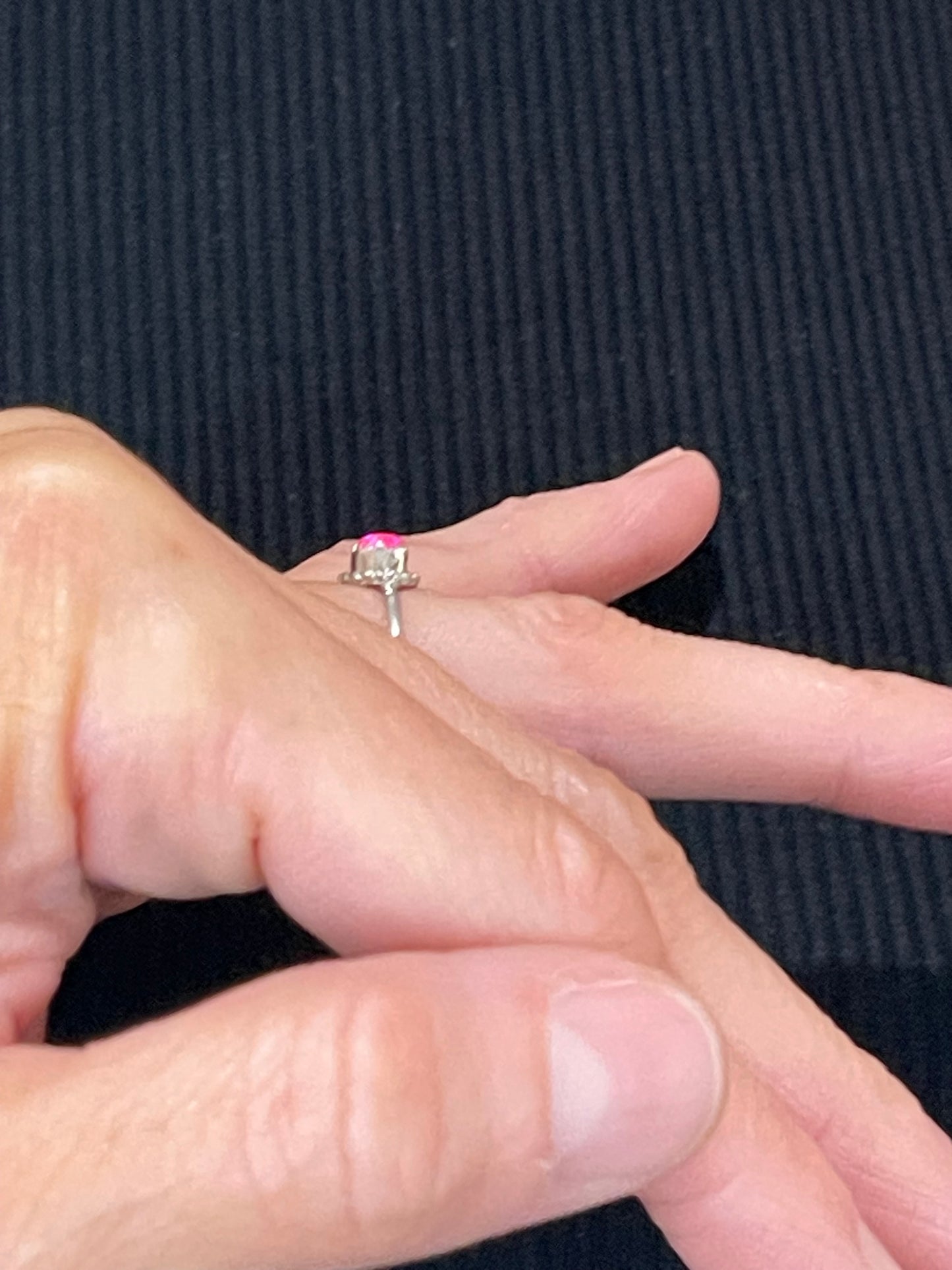 4.5 Pink Opal Ring by Esther White, Navajo