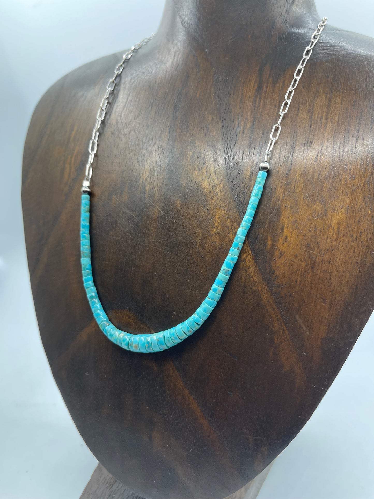 18" Graduated Turquoise Heishi Bead Necklace