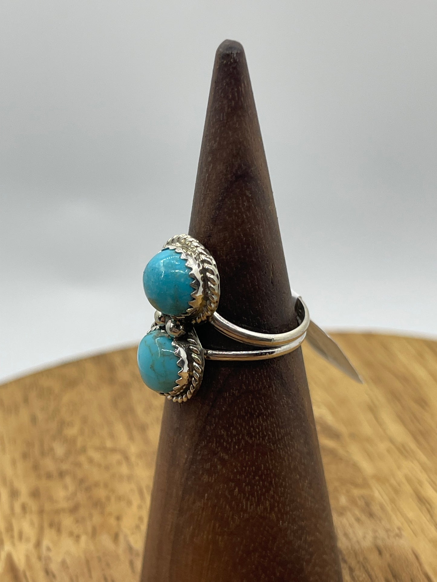 5.5 2 Stone Turquoise Ring, Navajo Made