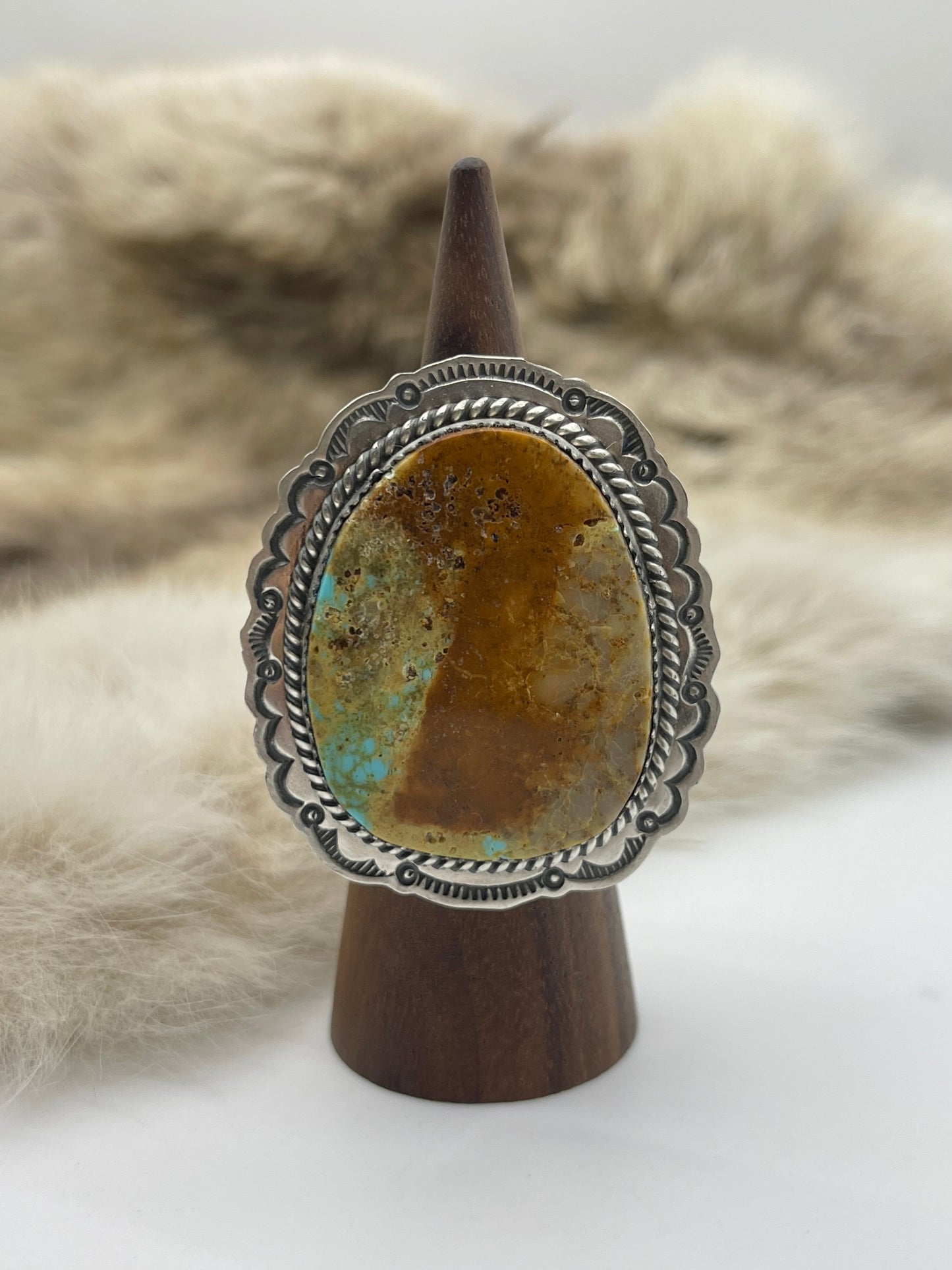 Size 8.0 Royston Turquoise Ring by Jeff Largo, Navajo