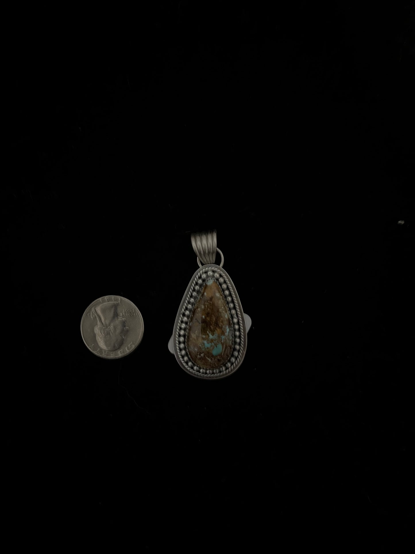 Thunderbird Turquoise Teardrop Pendant with a 7.4mm Bale by Kevin Begay, Navajo