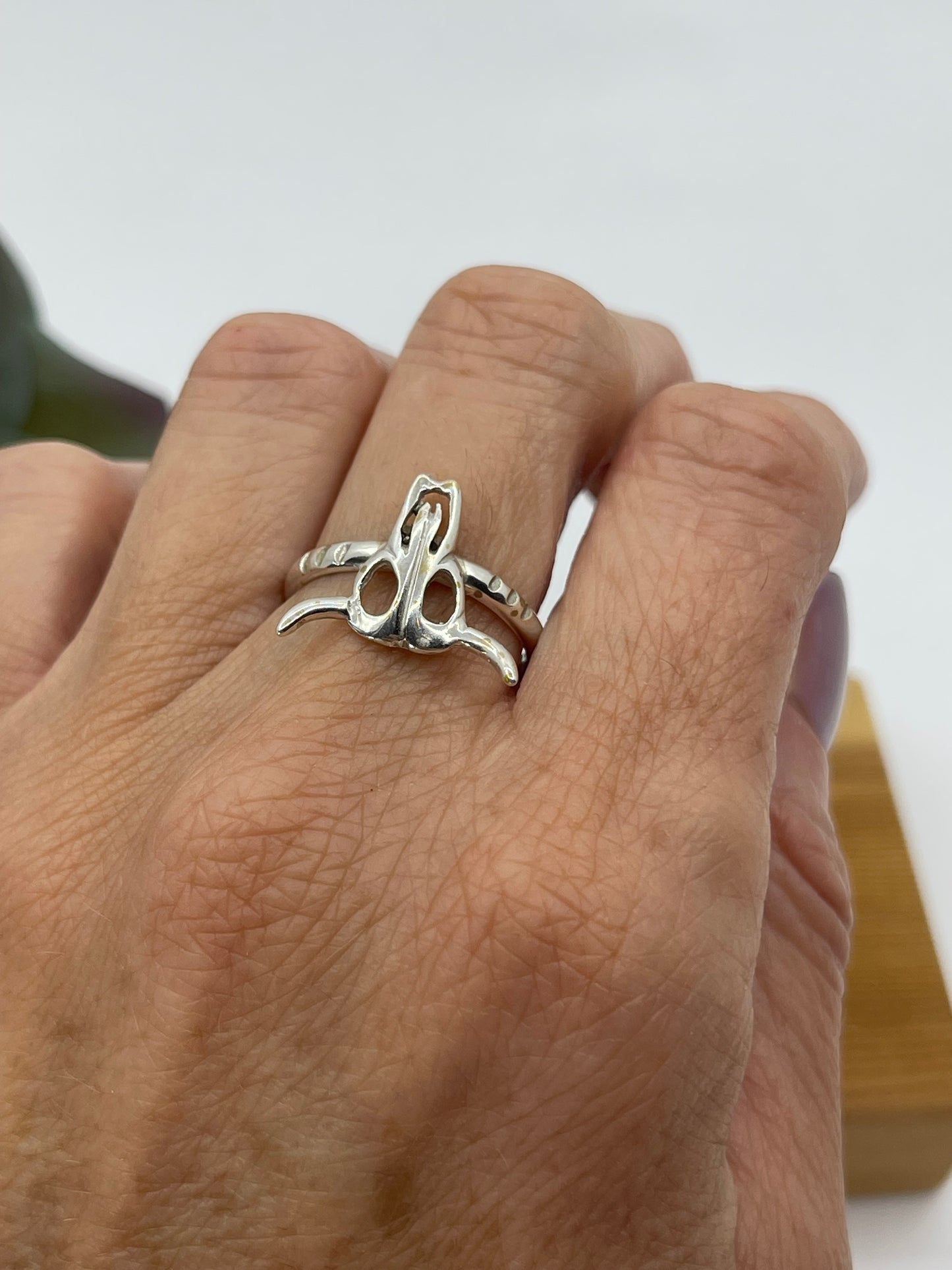 7.0 Silver Skull Ring by David Lopez, Navajo