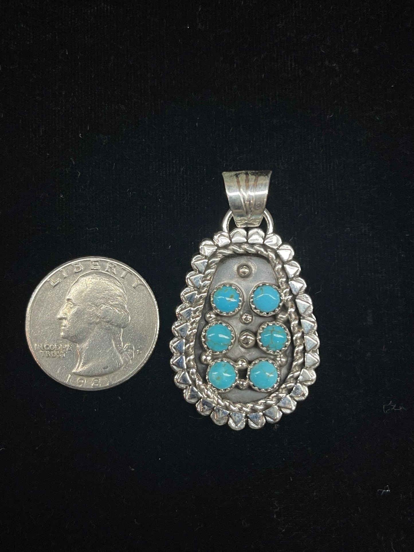 Turquoise 6 Stone Pendant with a 7.3mm Bale by Genevieve Francisco, Navajo