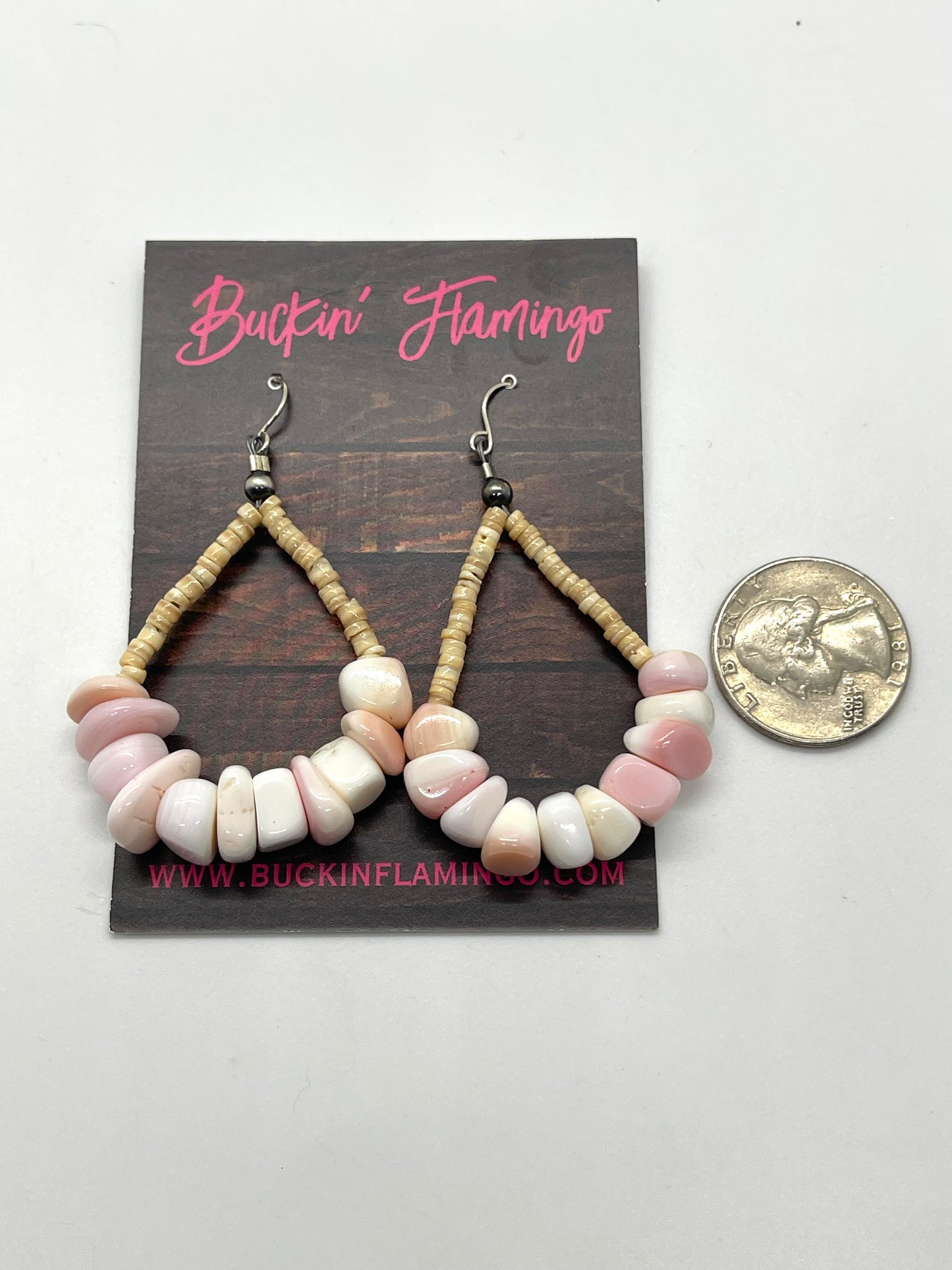 Melon Shell and Pink Conch Shell Earrings