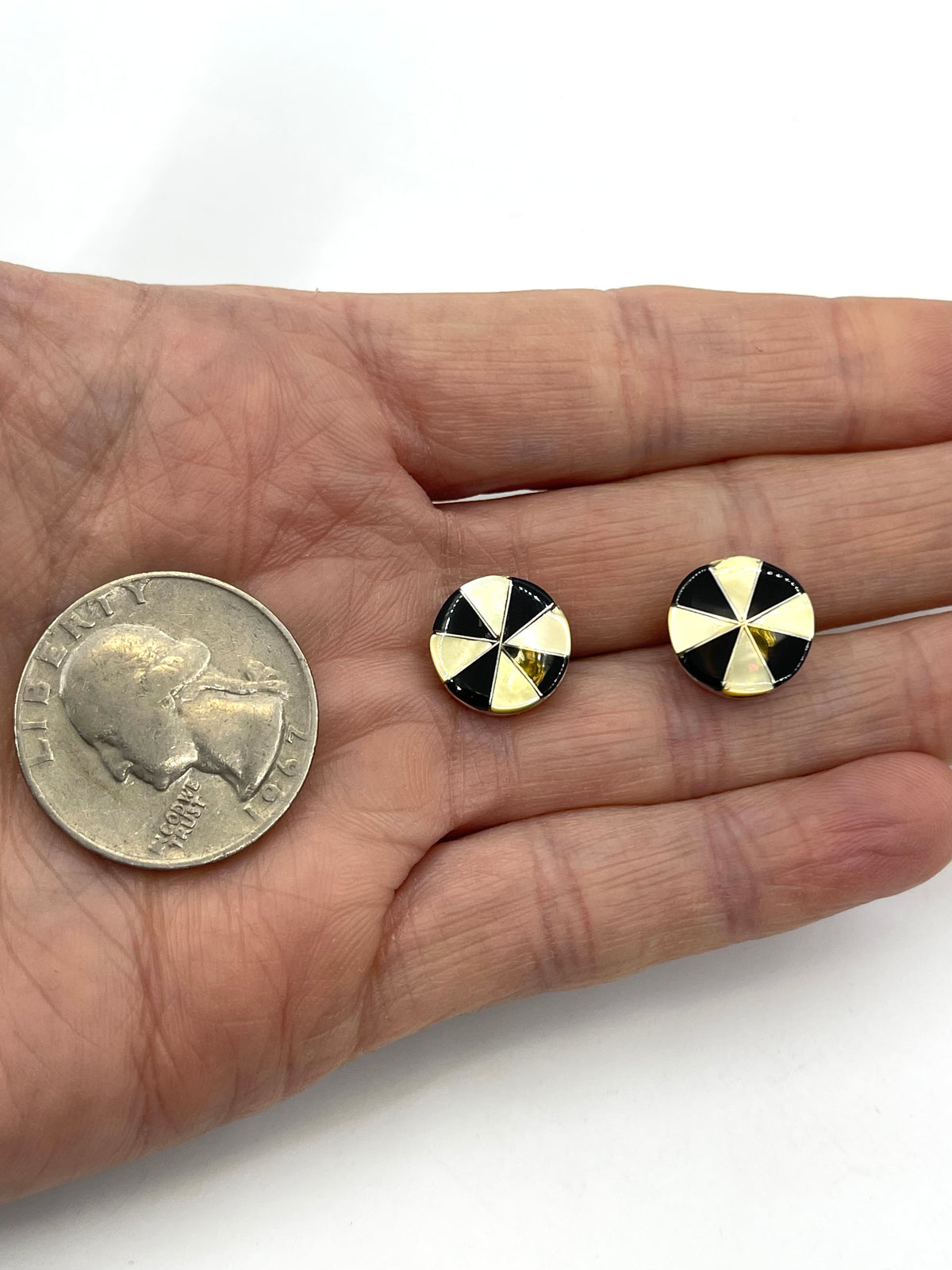 Black Onyx and Yellow Opal Inlay Circle Earrings by Johnson Laweka, Zuni