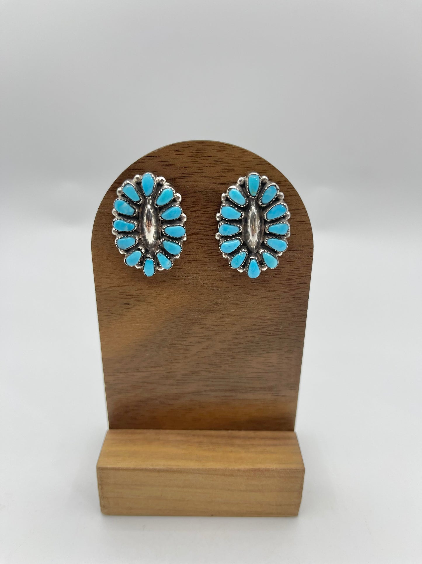 Sleeping Beauty Turquoise Cluster Earrings By Mary AnnChavez, Zuni