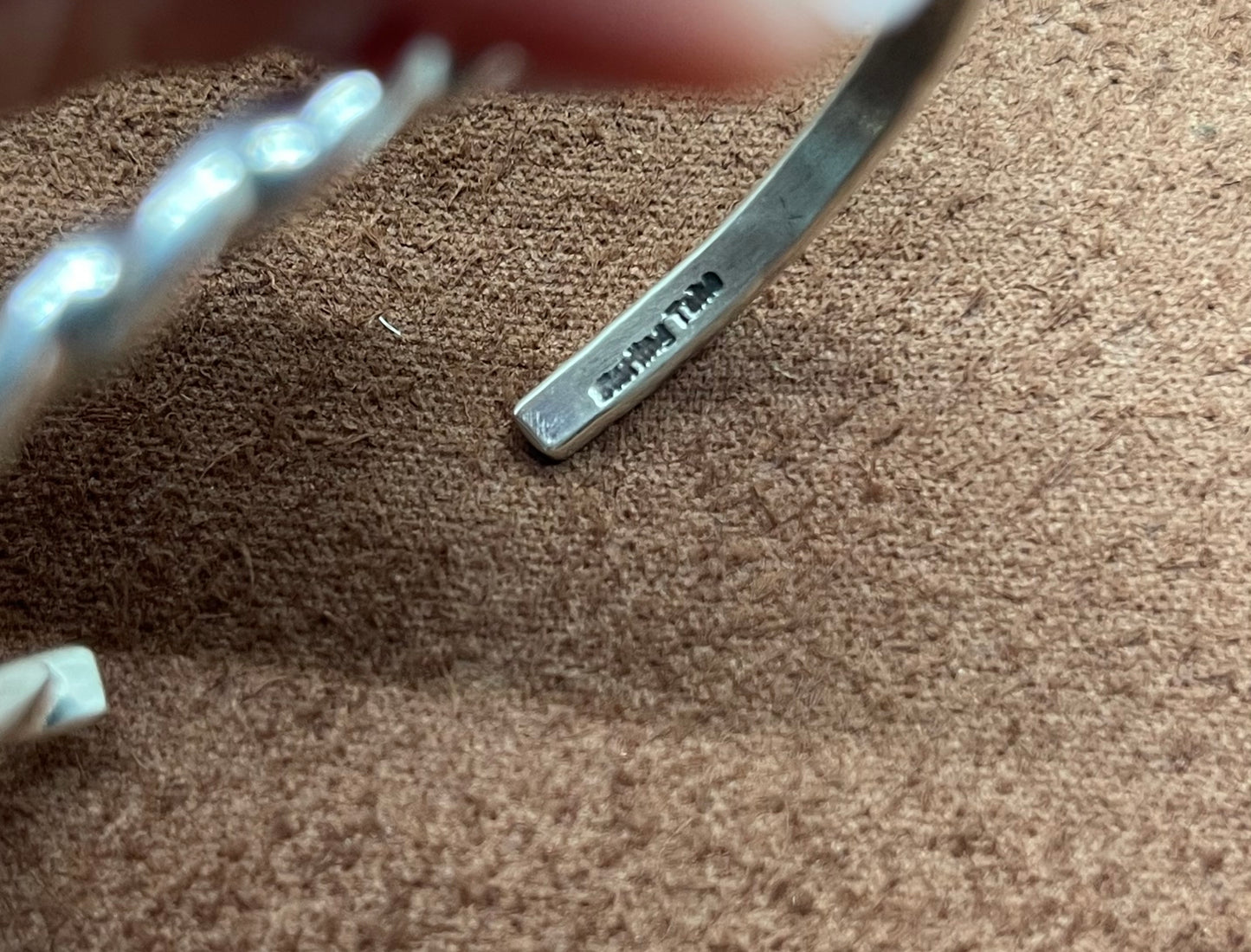 6"-6 3/4" Half Twist Stamped Sterling Silver Cuff by Elaine Tahe, Navajo
