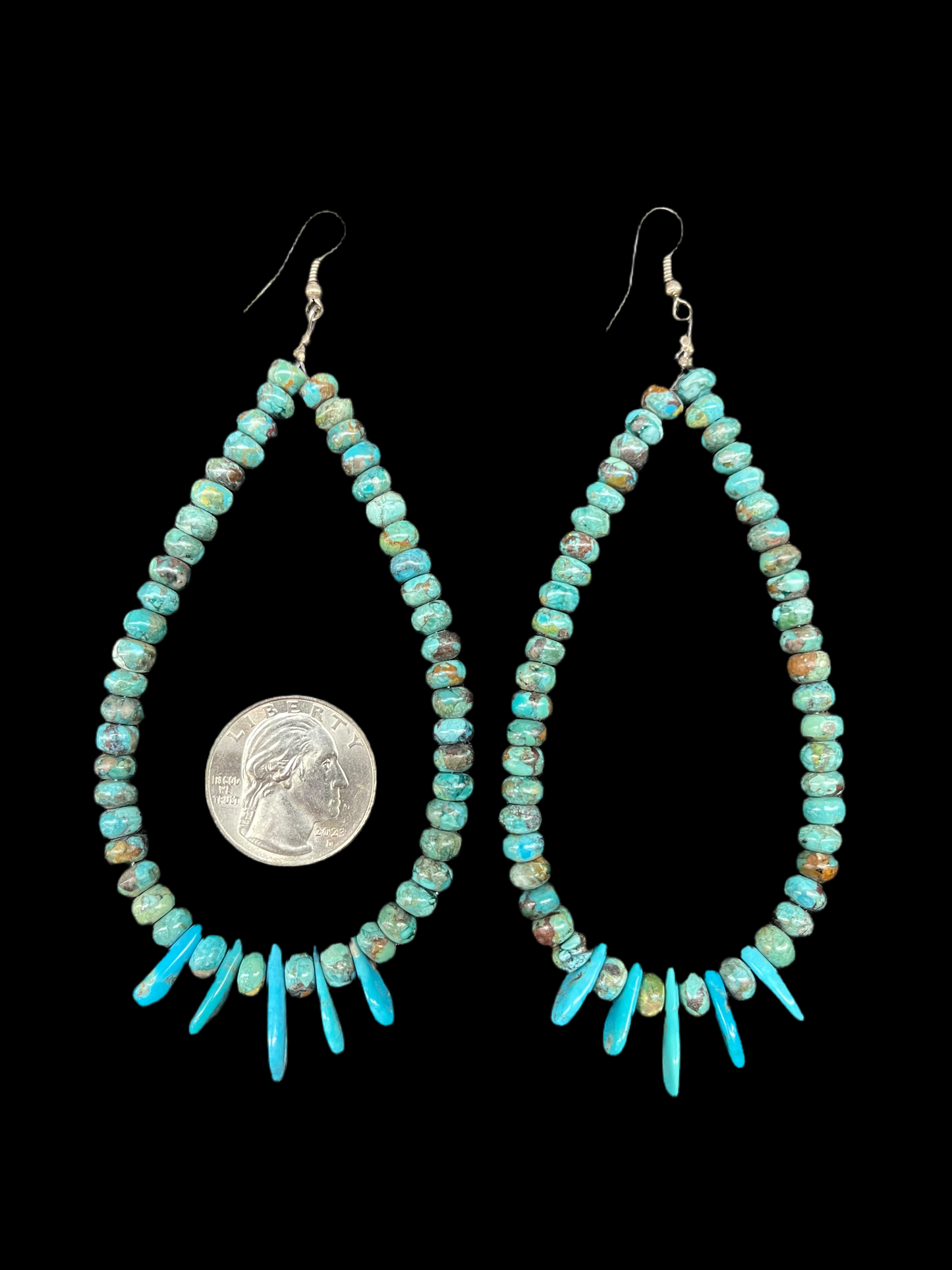 Long Turquoise Bead Tear Drop Dangles Santo Domingo