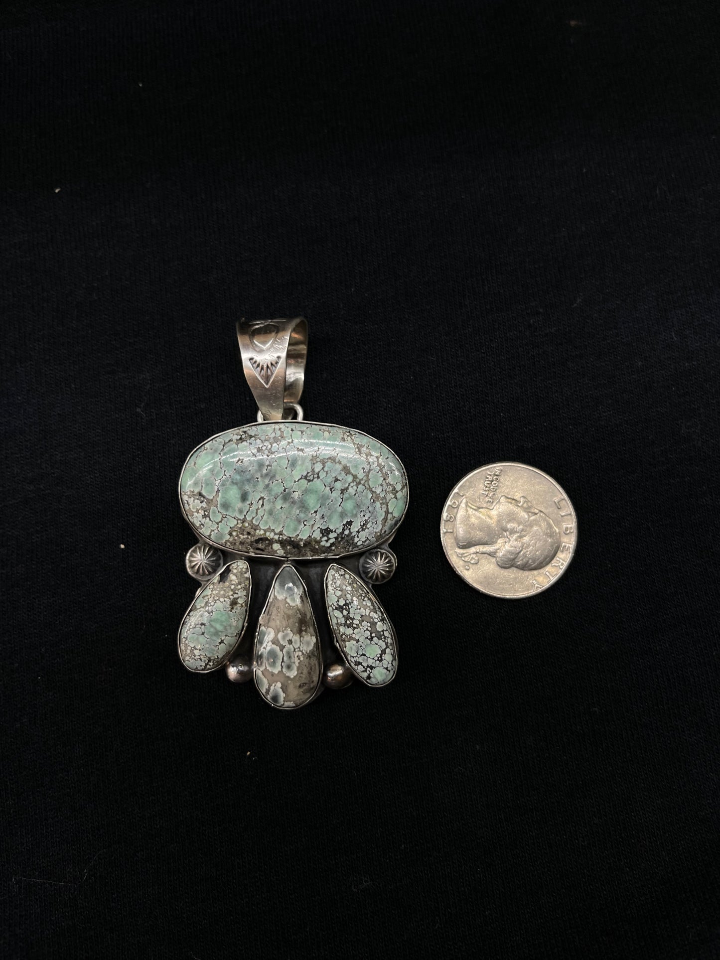 4 Stone Tree Frog Turquoise Pendant with a 14mm Bale by Boyd Ashley, Navajo