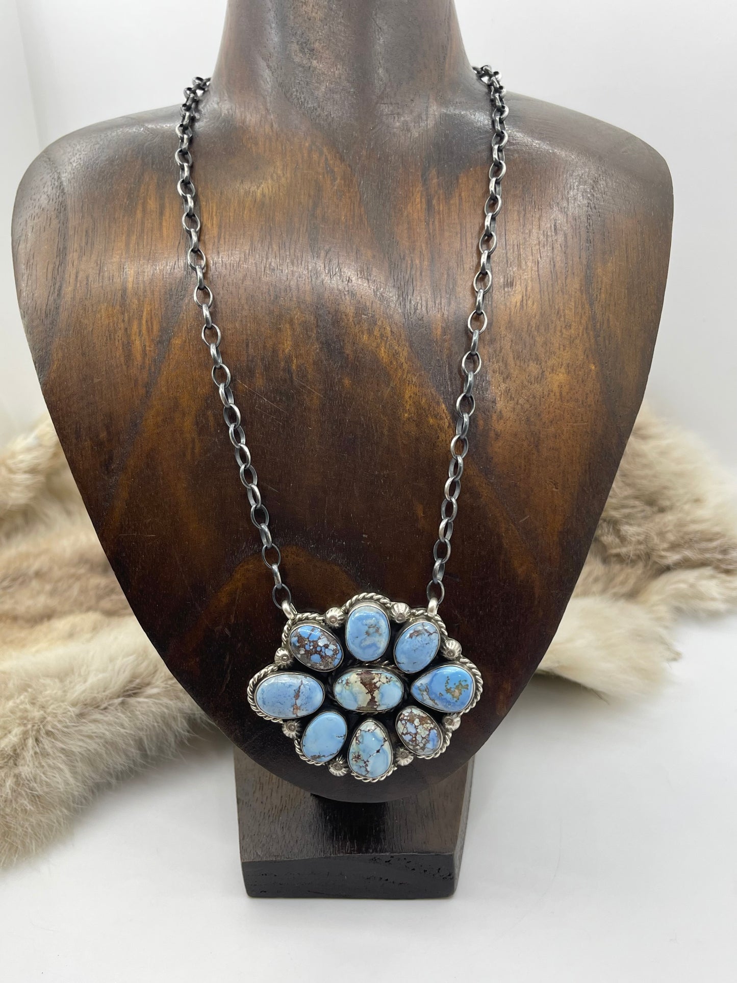 18" Golden Hills Turquoise Cluster Necklace by Augustine Largo, Navajo