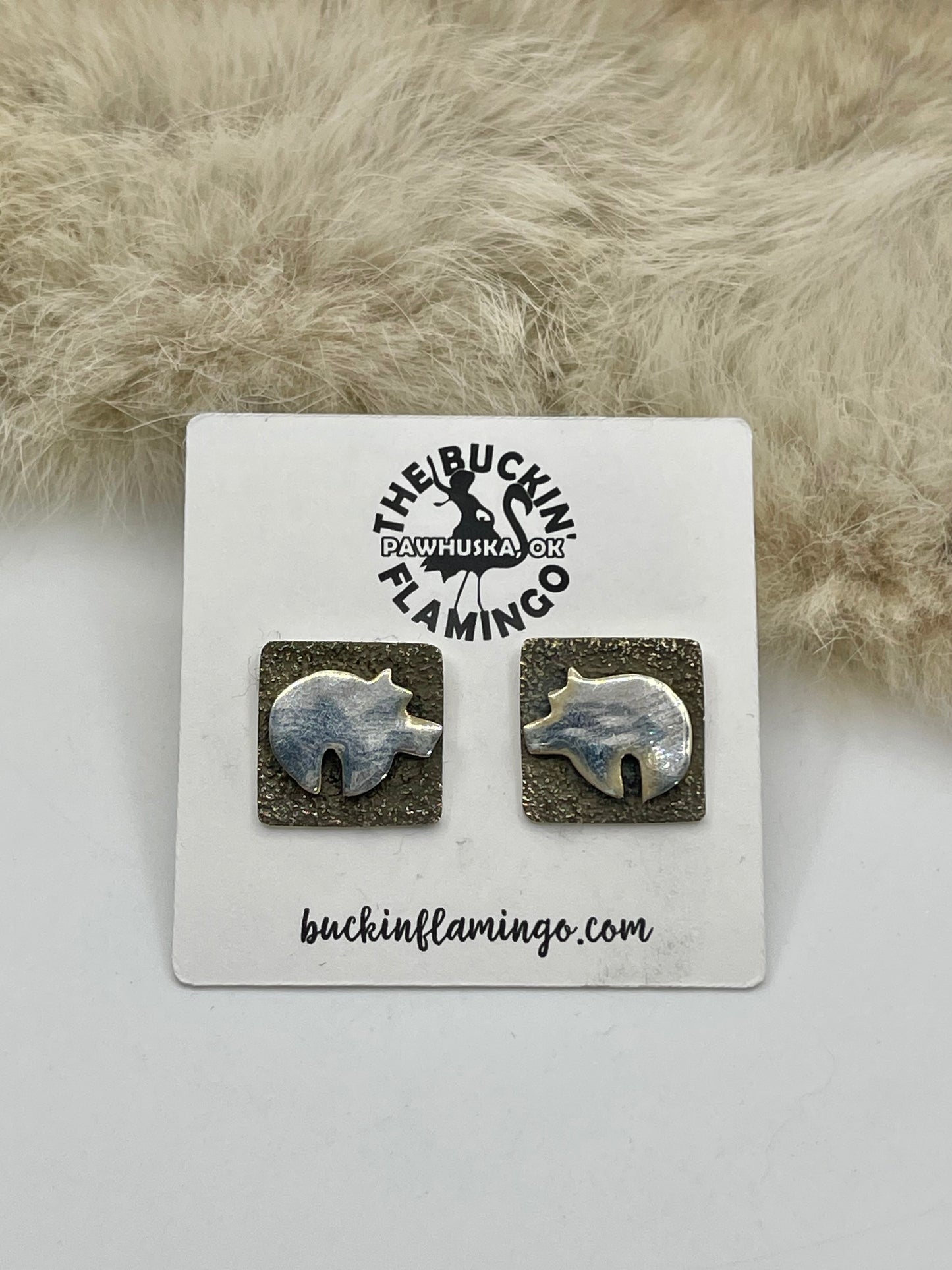 Bear Post Earrings by Alex Sanchez, Navajo