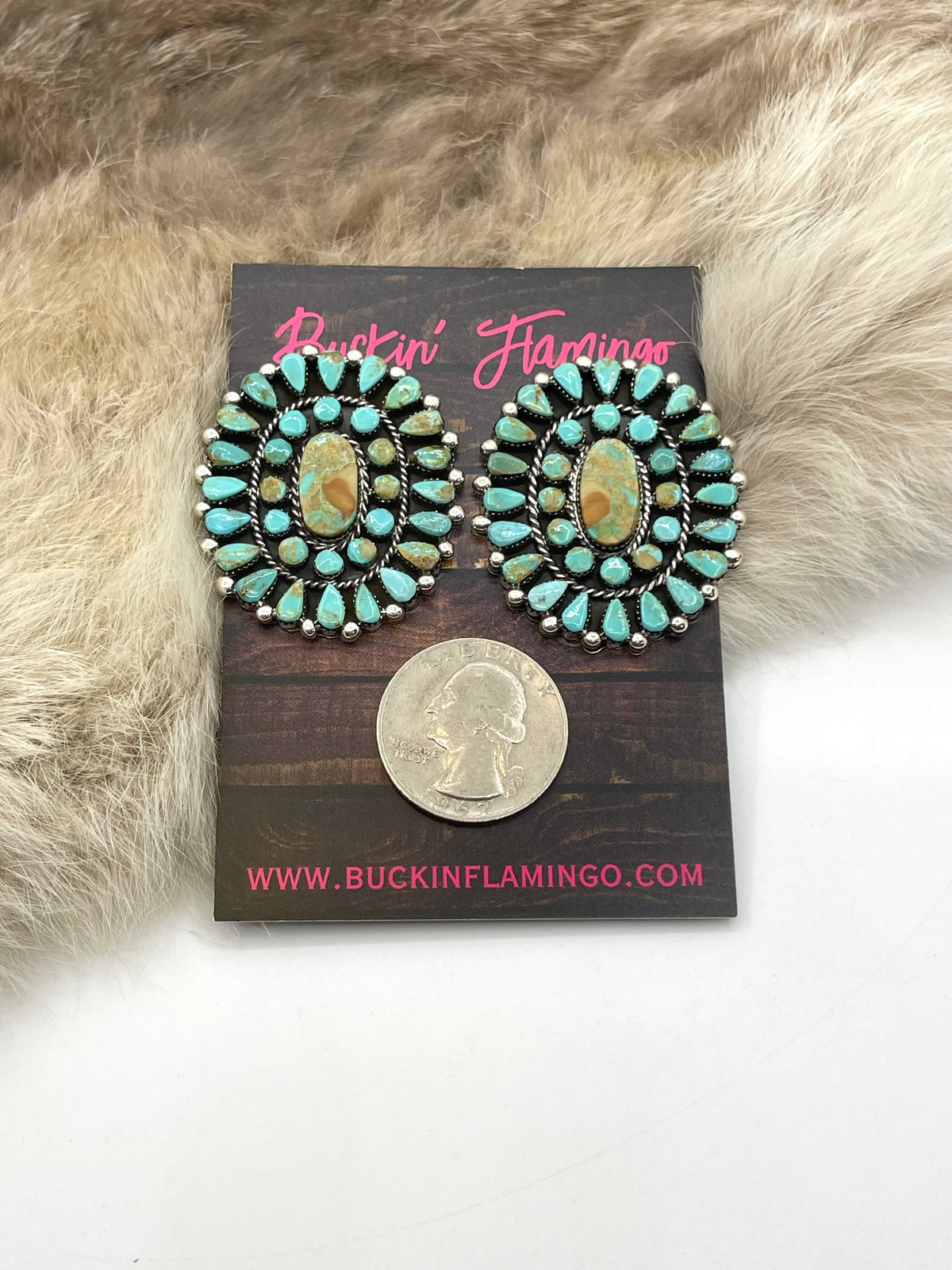 Turquoise Cluster Earrings by Charlene Yazzie, Navajo