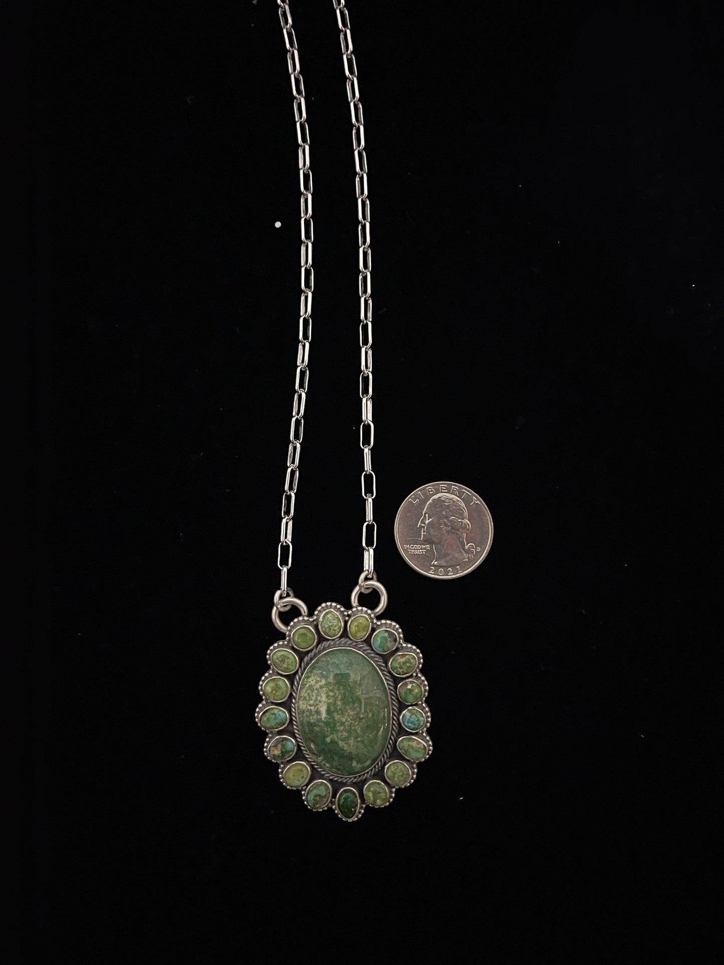24" Green Turquoise Cluster Necklace
