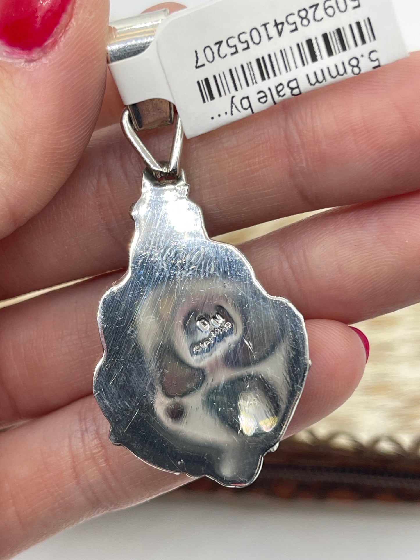 Pink Opal Leaf Pendant with a 5.8mm Bale by Darrell Morgan, Navajo