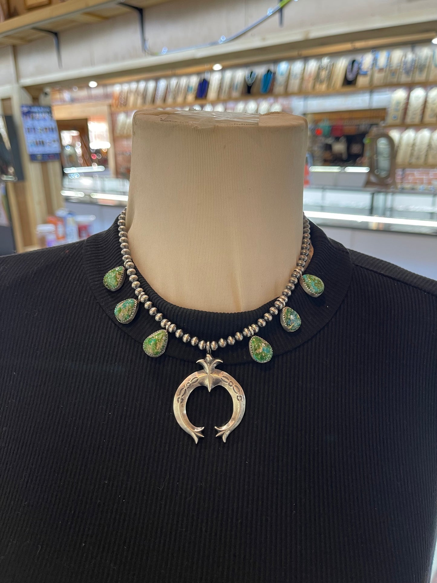 16" Sonoran Gold Turquoise 6 Stone Naja Necklace by Letricia Largo, Navajo