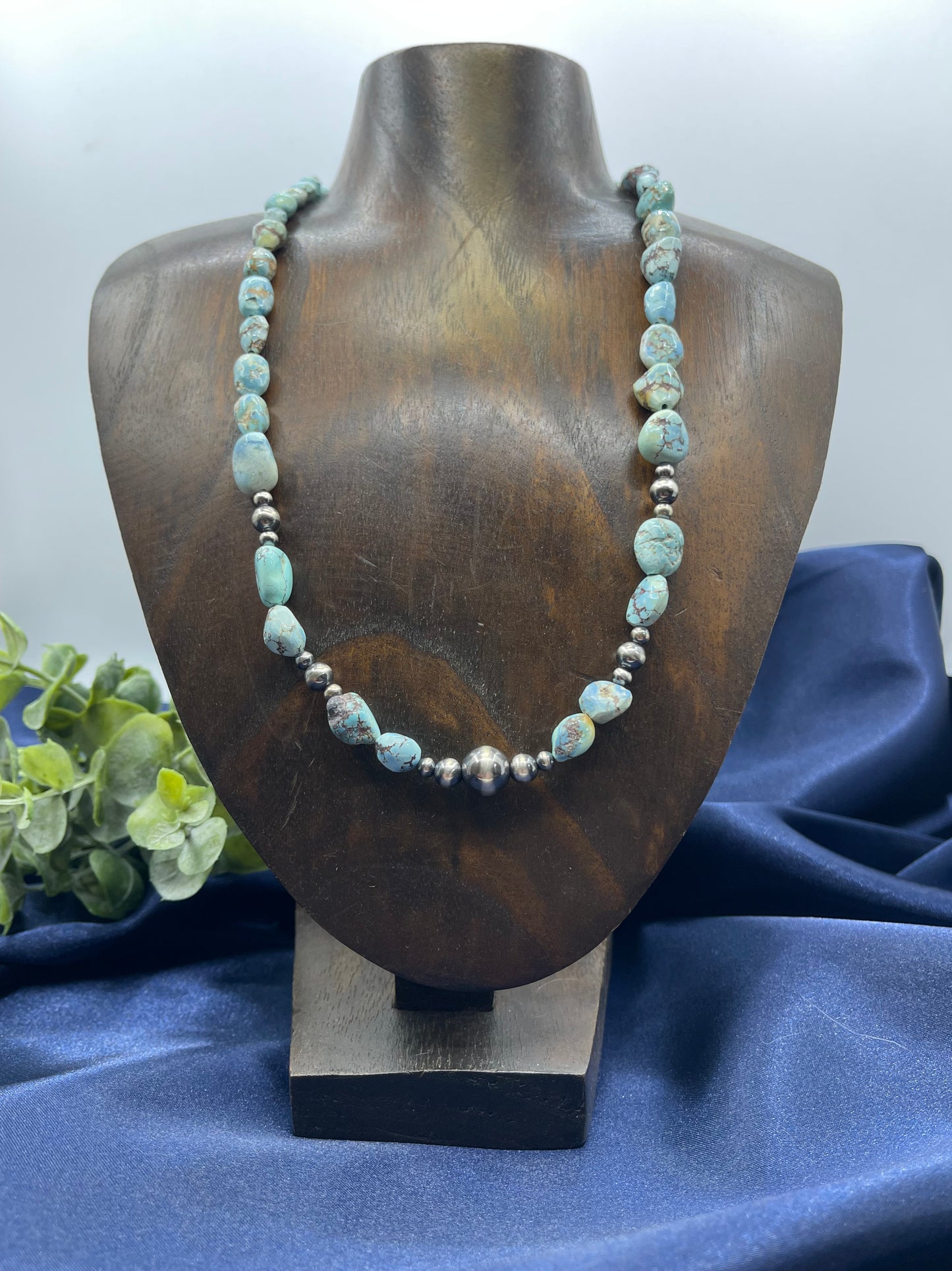 20" Golden Hills Turquoise with Navajo Style Pearls Necklace