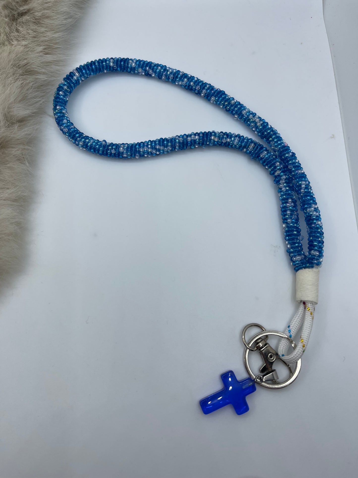 Blue Beaded Key Chain by Lillian & Vernon Steele, Apache