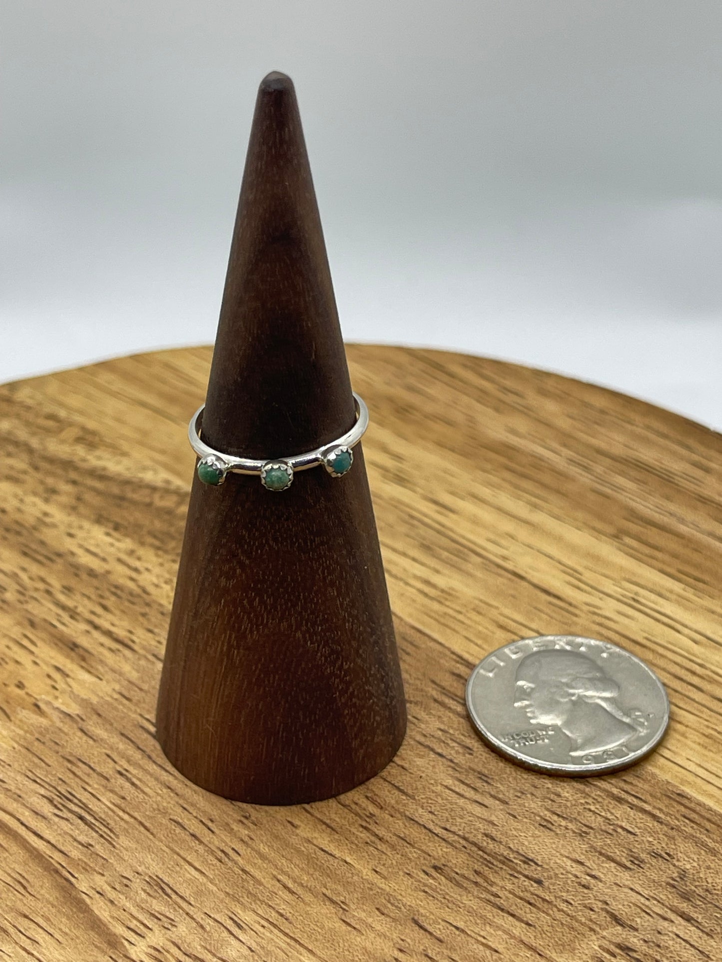 6.5 3 Stone Turquoise Dainty Ring