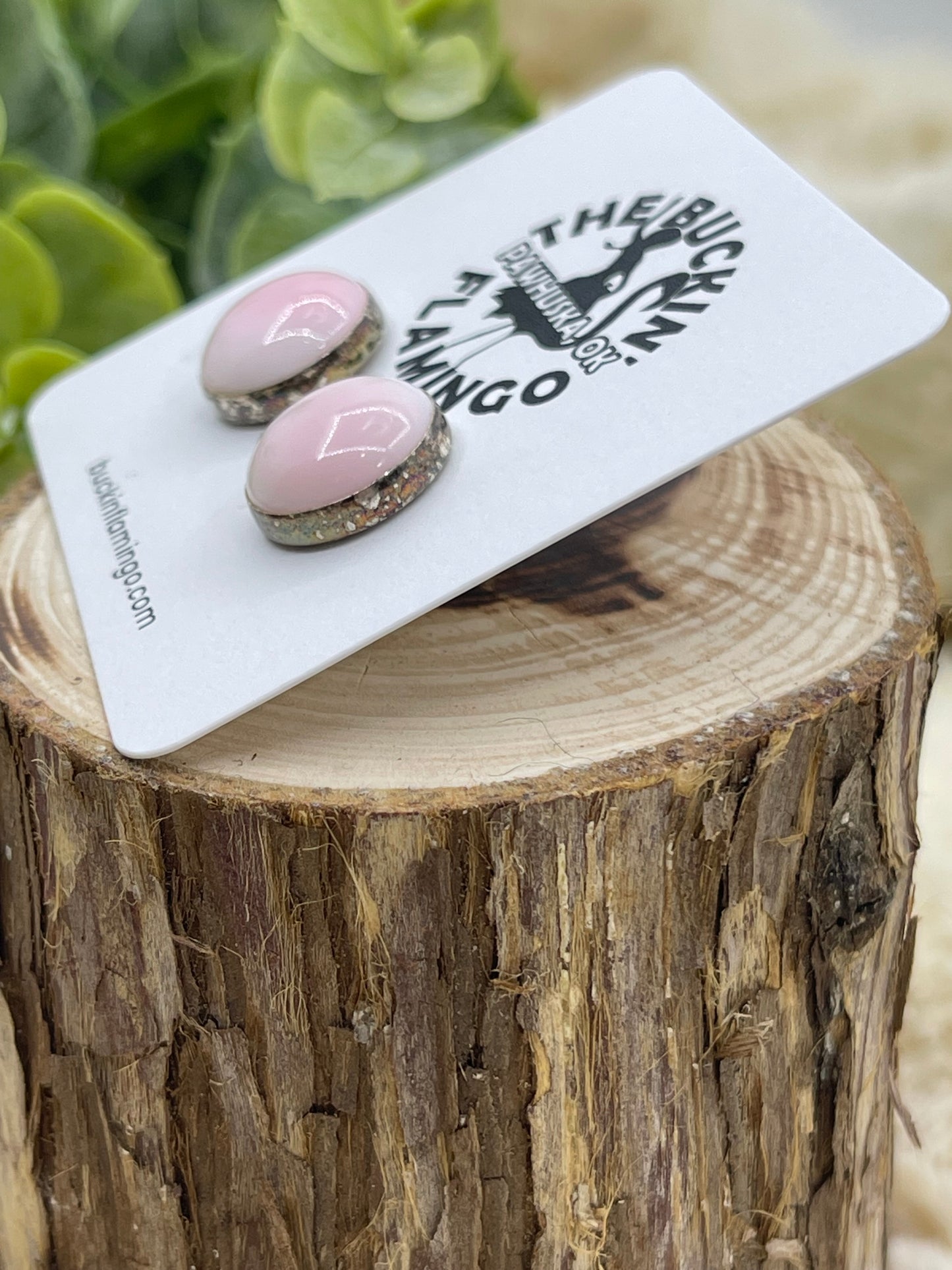 12.5mm Pink Conch Round Post Stud Earrings