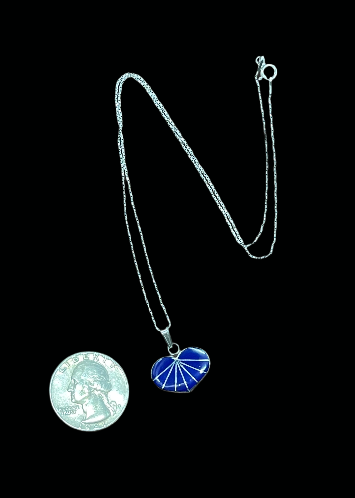 16" Lapis Inlay Heart Necklace by Zuni
