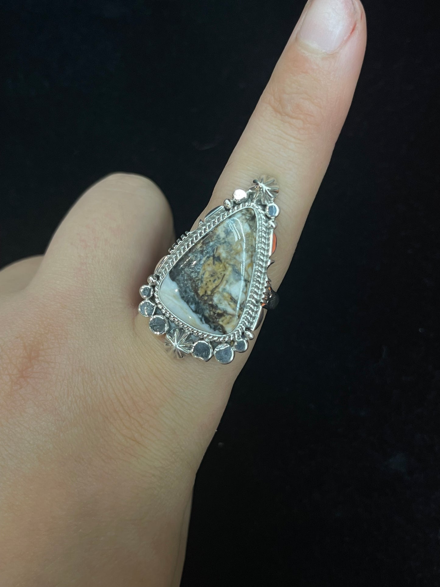10.0 White Buffalo Ring by Daniel Benally, Navajo