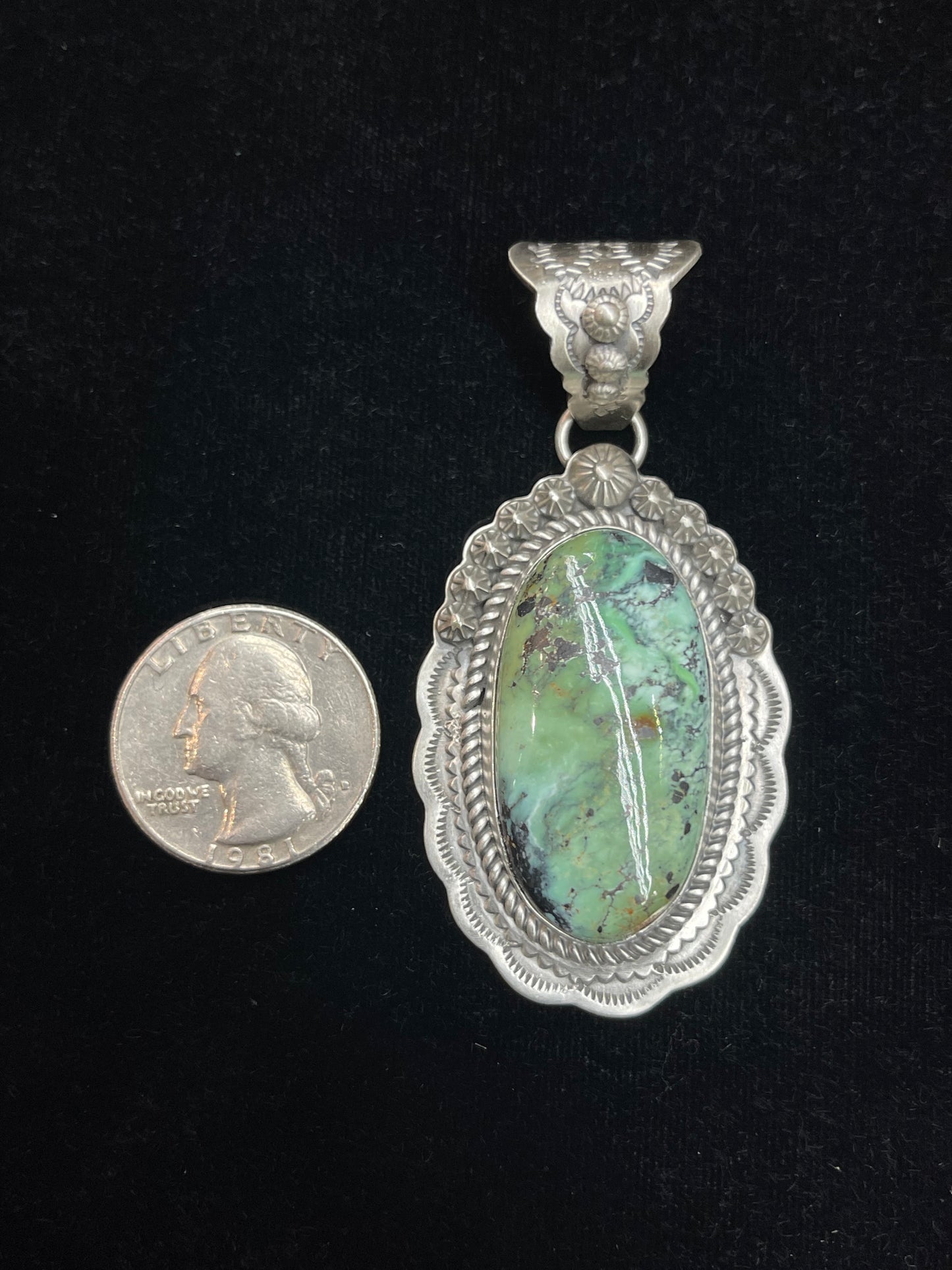 11.7mm Bale Mantis Variscite Pendant by Gilbert Platero, Navajo