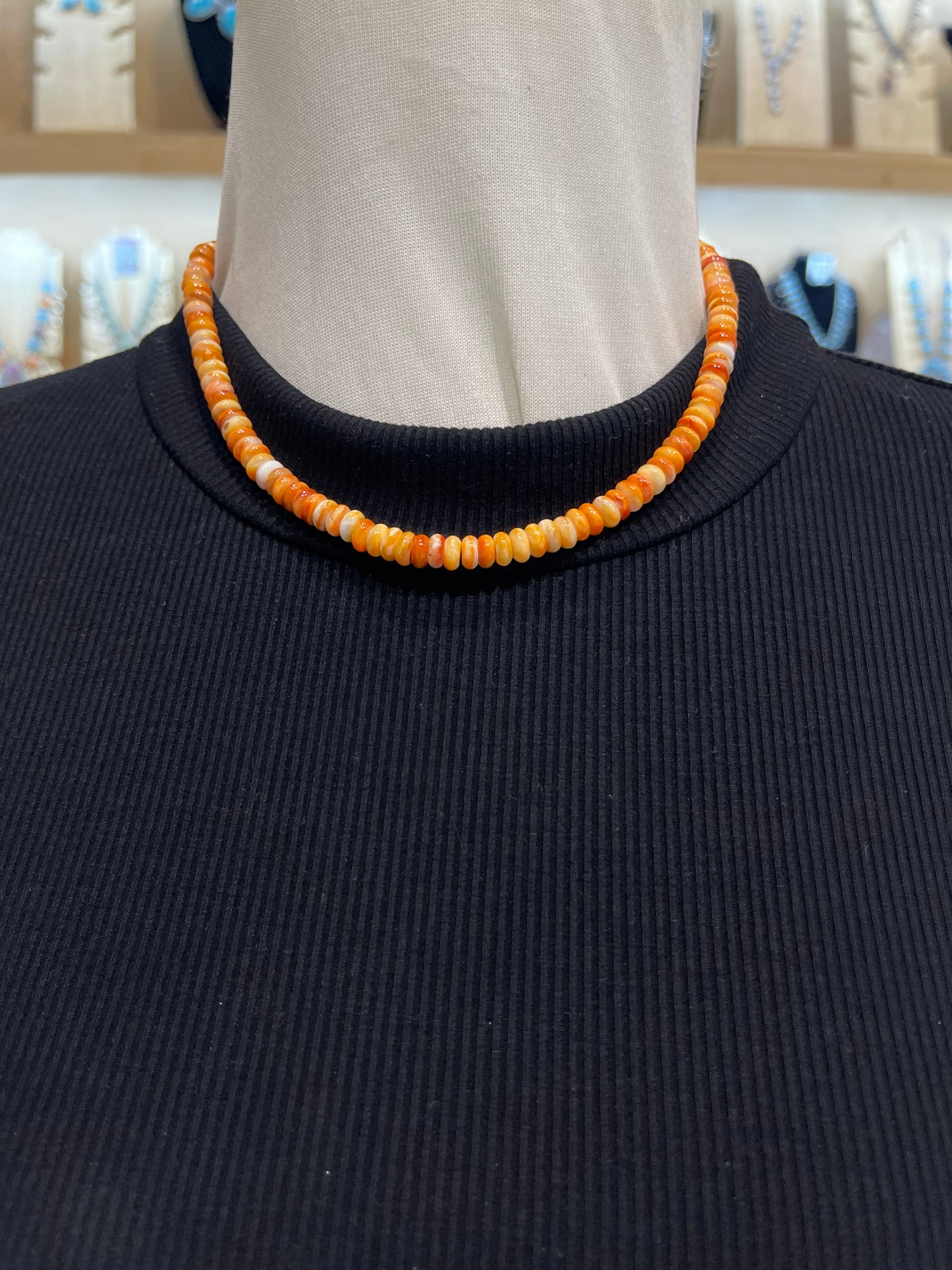 16" 6mm Spiny Oyster Shell Necklace