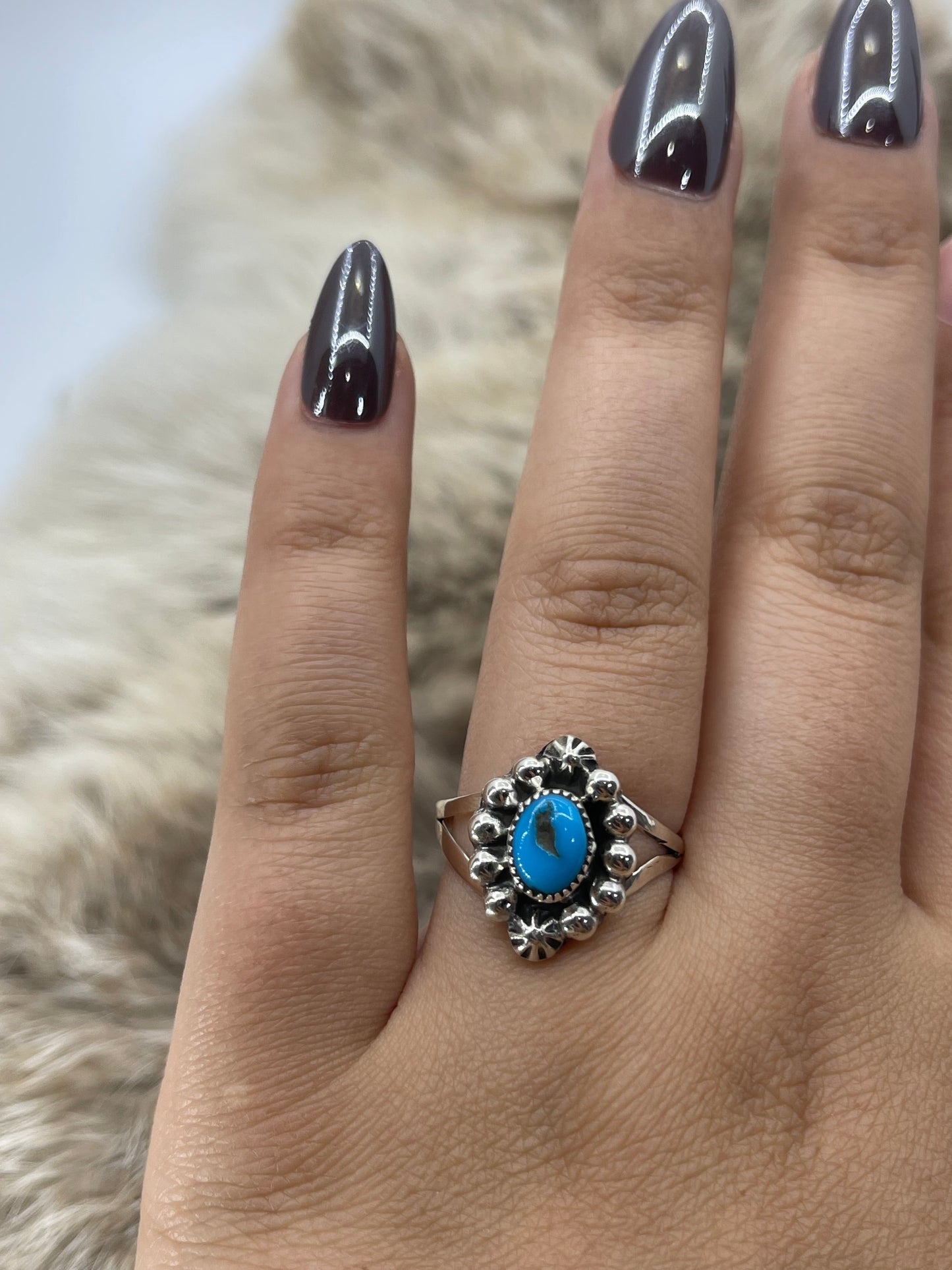 9.0 Turquoise "Star Drop" Ring by Mike Smith, Navajo