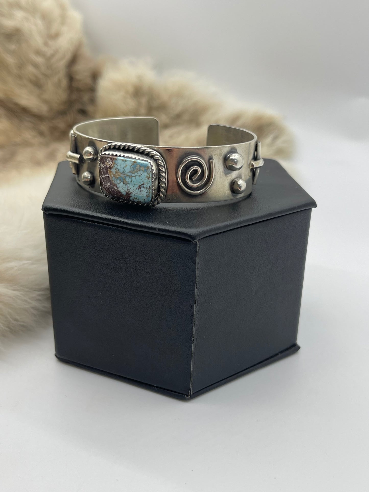 6"-7.5" Golden Hills Turquoise Cuff by Delbert Secatero, Navajo
