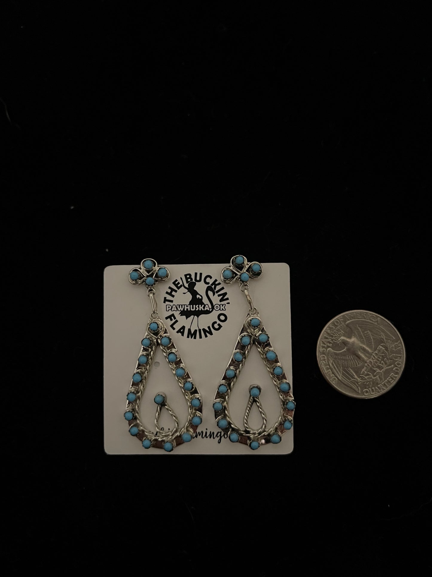 Sleeping Beauty Turquoise Teardrop Post Dangle Earrings by Wayne Johnson, Zuni