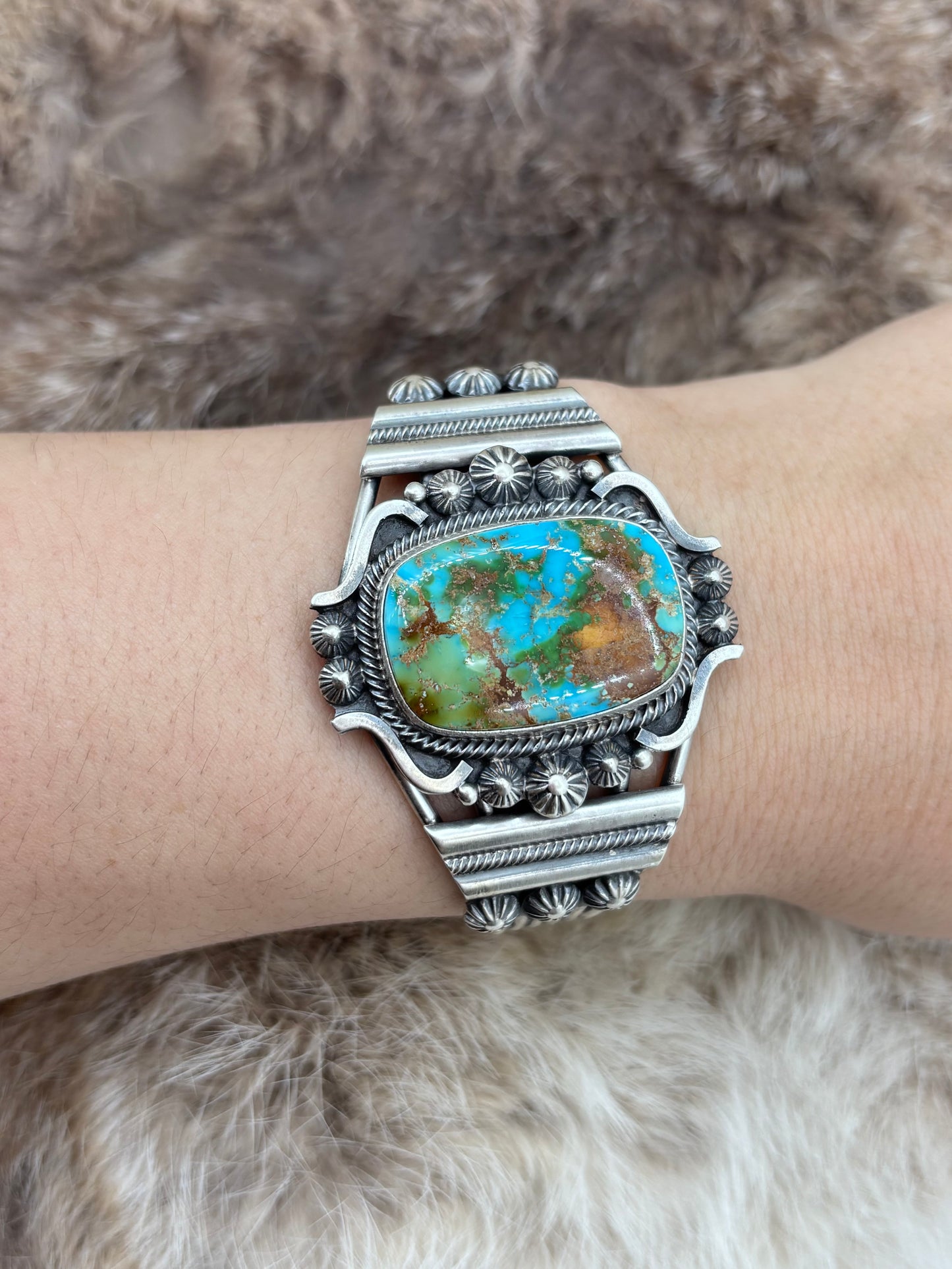 6.25" Sonoran Gold Turquoise Cuff by Tom Lewis, Navajo