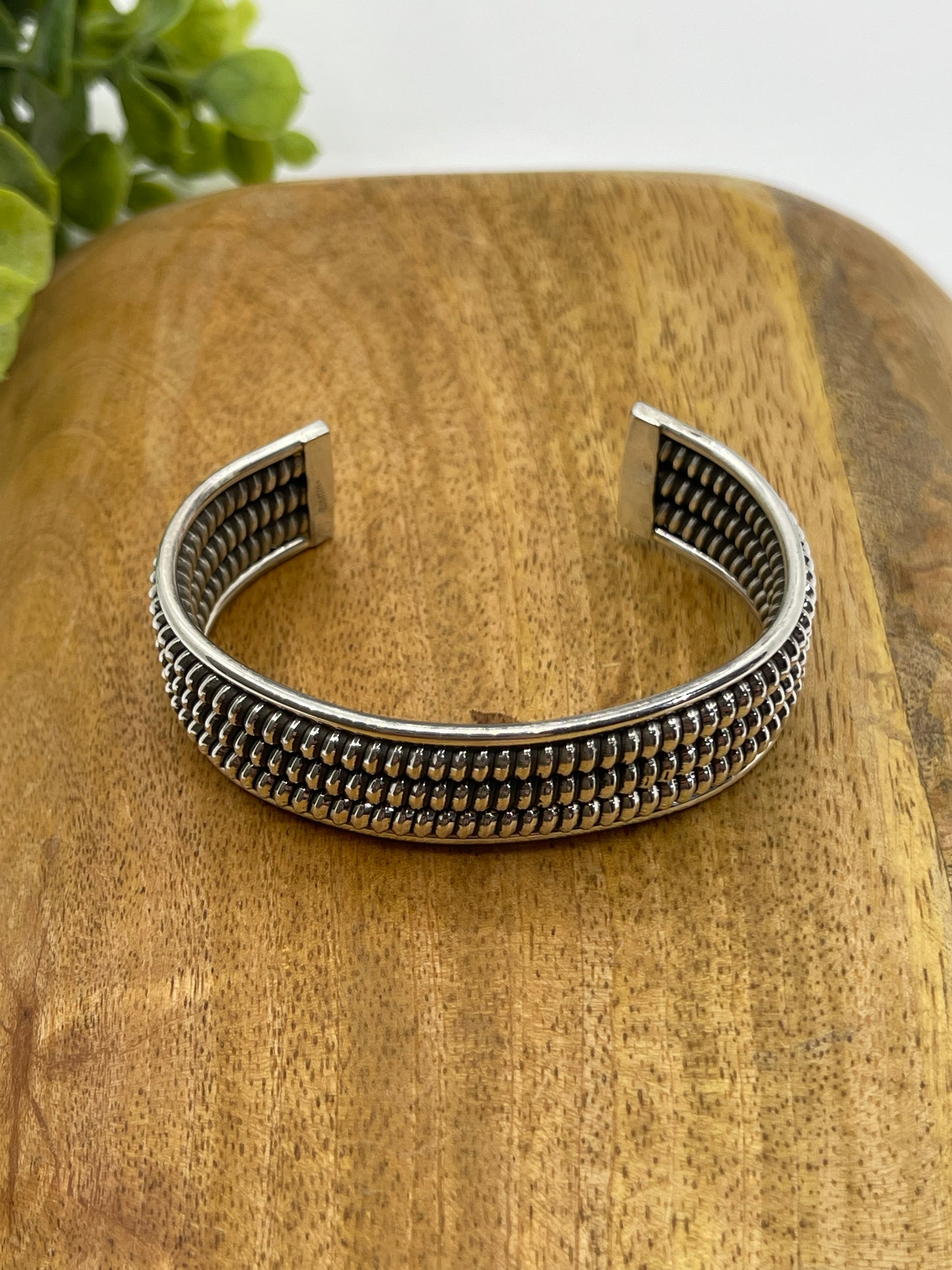 6.25" - 7" 3 Row Twisted Wire Cuff by Elaine Tahe, Navajo