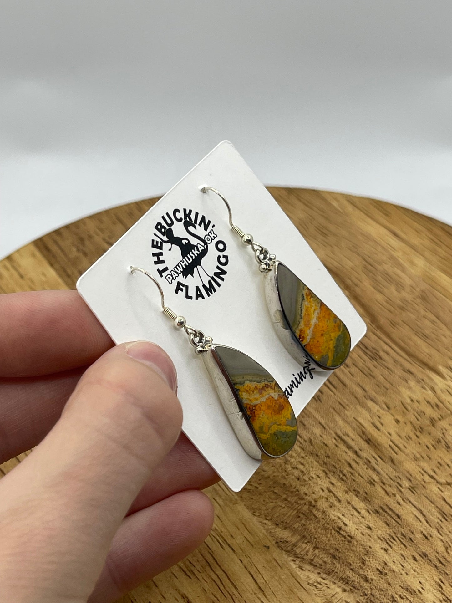 Bumblebee Jasper Dangle Earrings, Navajo Made