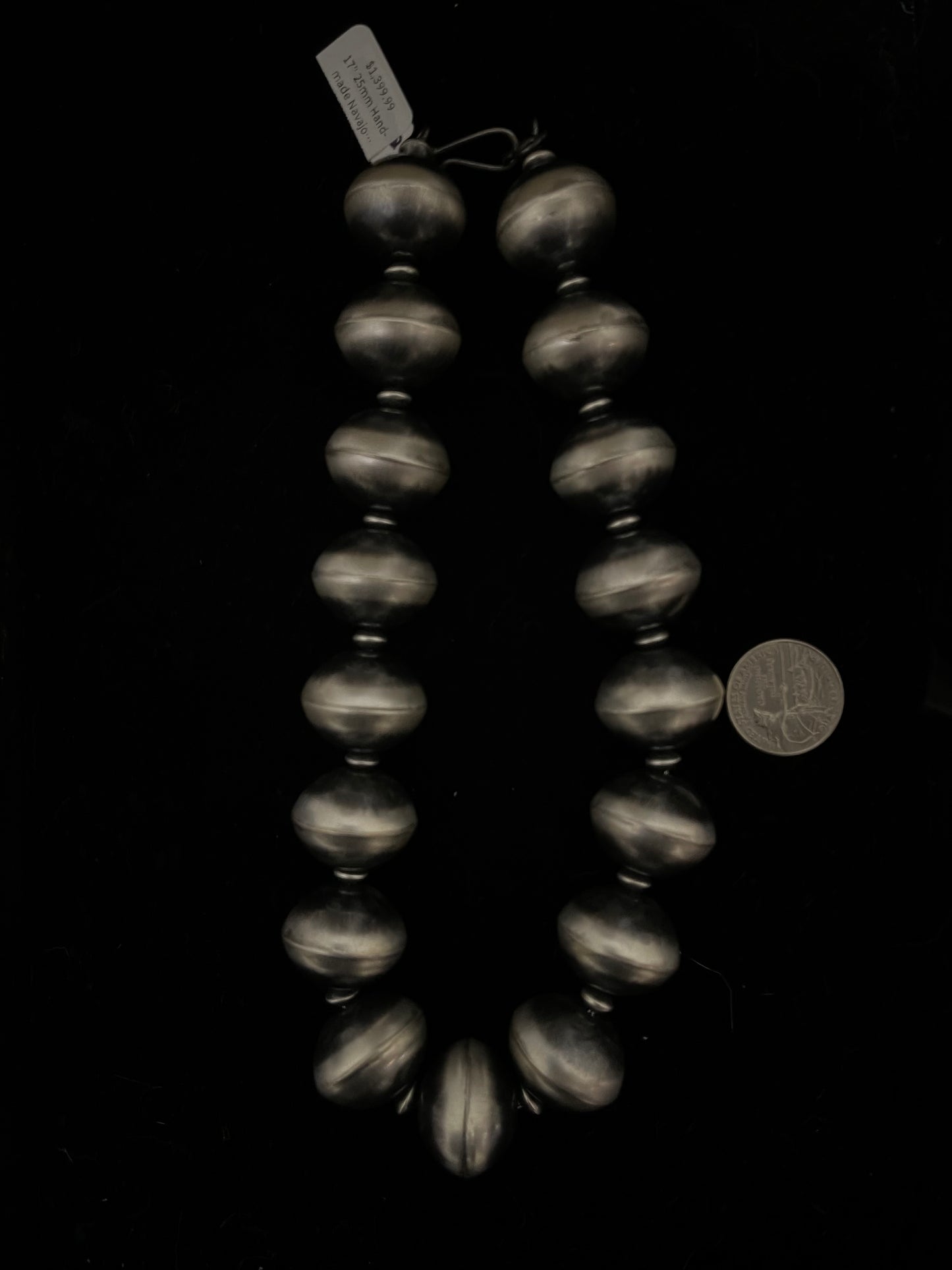 17" 25mm Handmade Navajo Saucer Pearls by Crystal Haley, Navajo