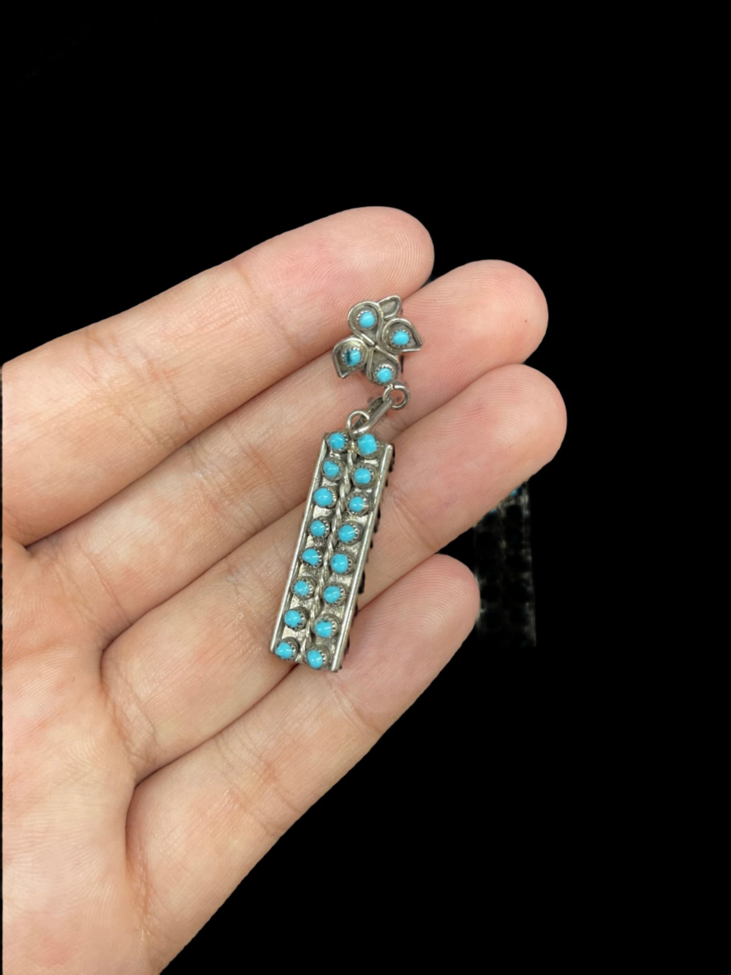 Multiple Turquoise Stone Post Dangle Earrings